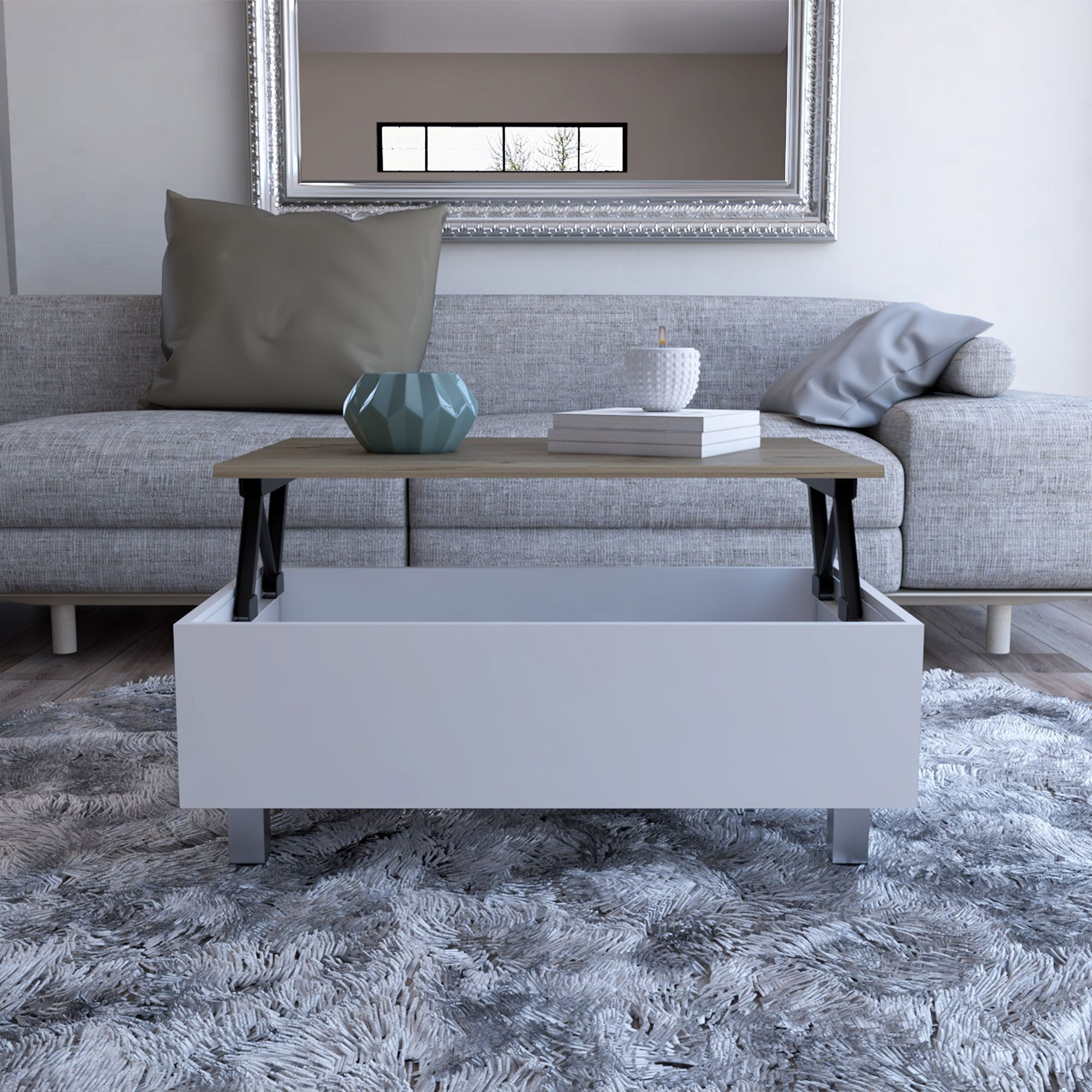 Tilton Rectangle Lift Top Coffee Table White Oak(D0102H765Ep)