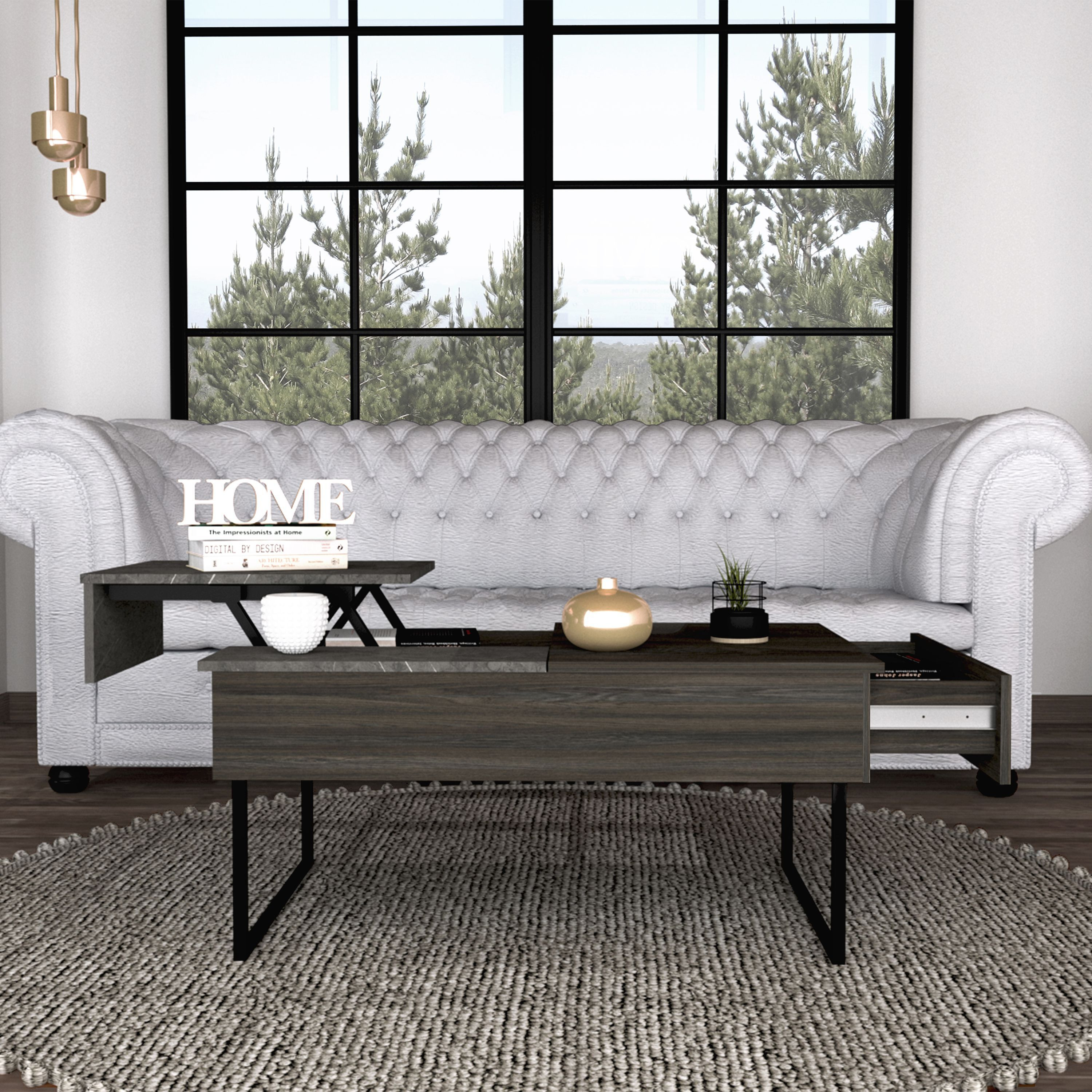 Westover Rectangle Lift Top Coffee Table Carbon Espresso And Onyx(D0102H76Xlt)