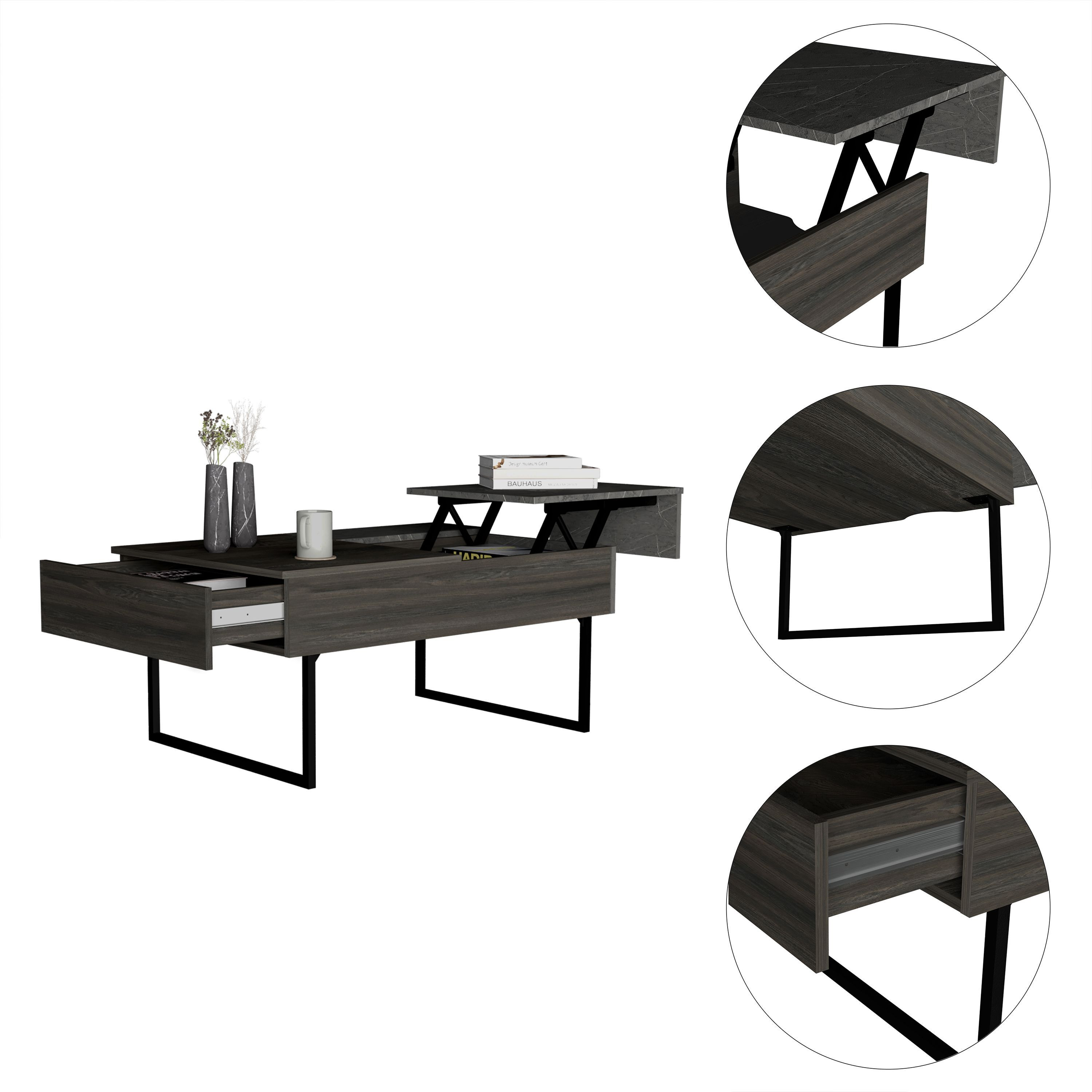 Westover Rectangle Lift Top Coffee Table Carbon Espresso And Onyx(D0102H76Xlt)