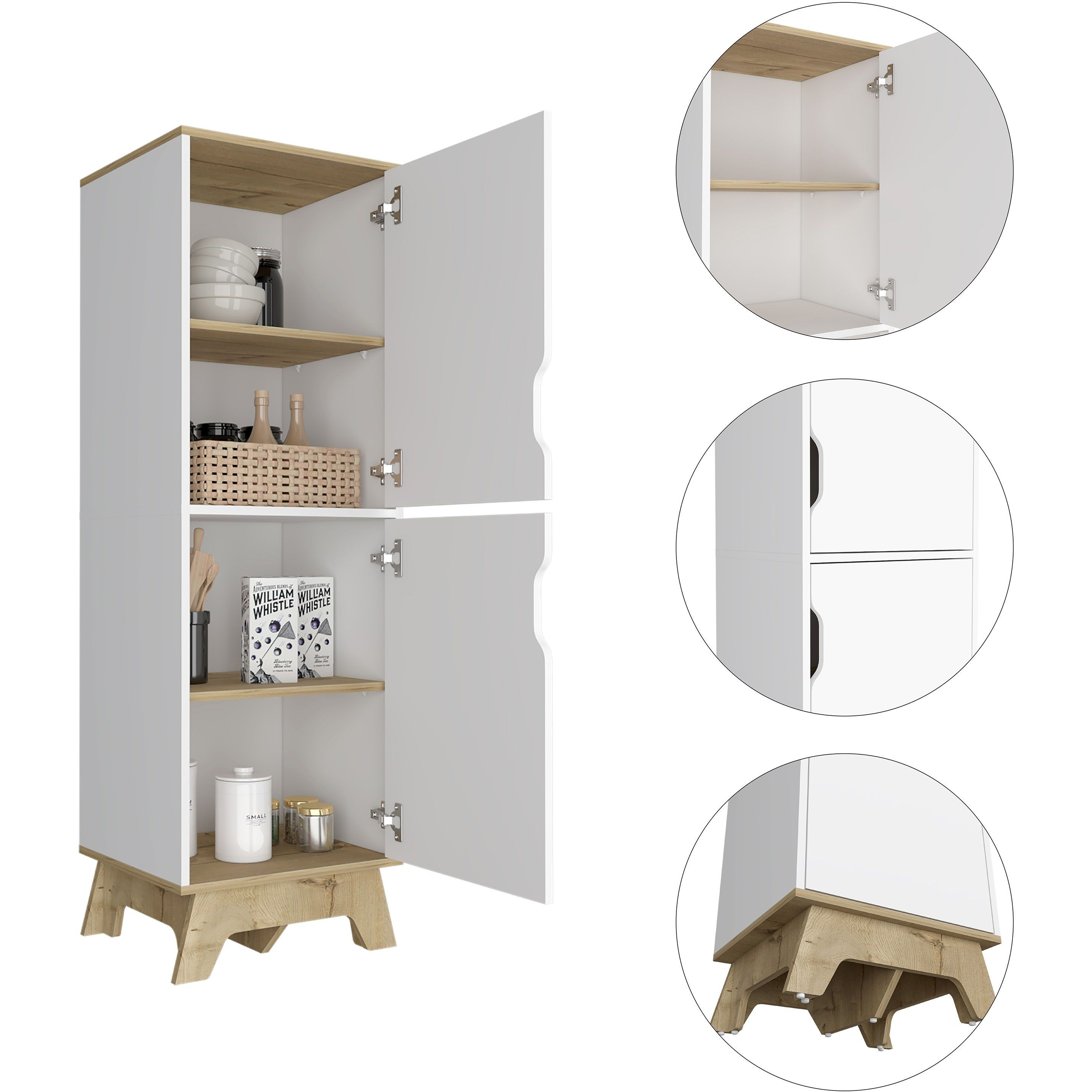 Rutherford 2-Door Pantry Cabinet Light Oak And White(D0102H76Hg8)