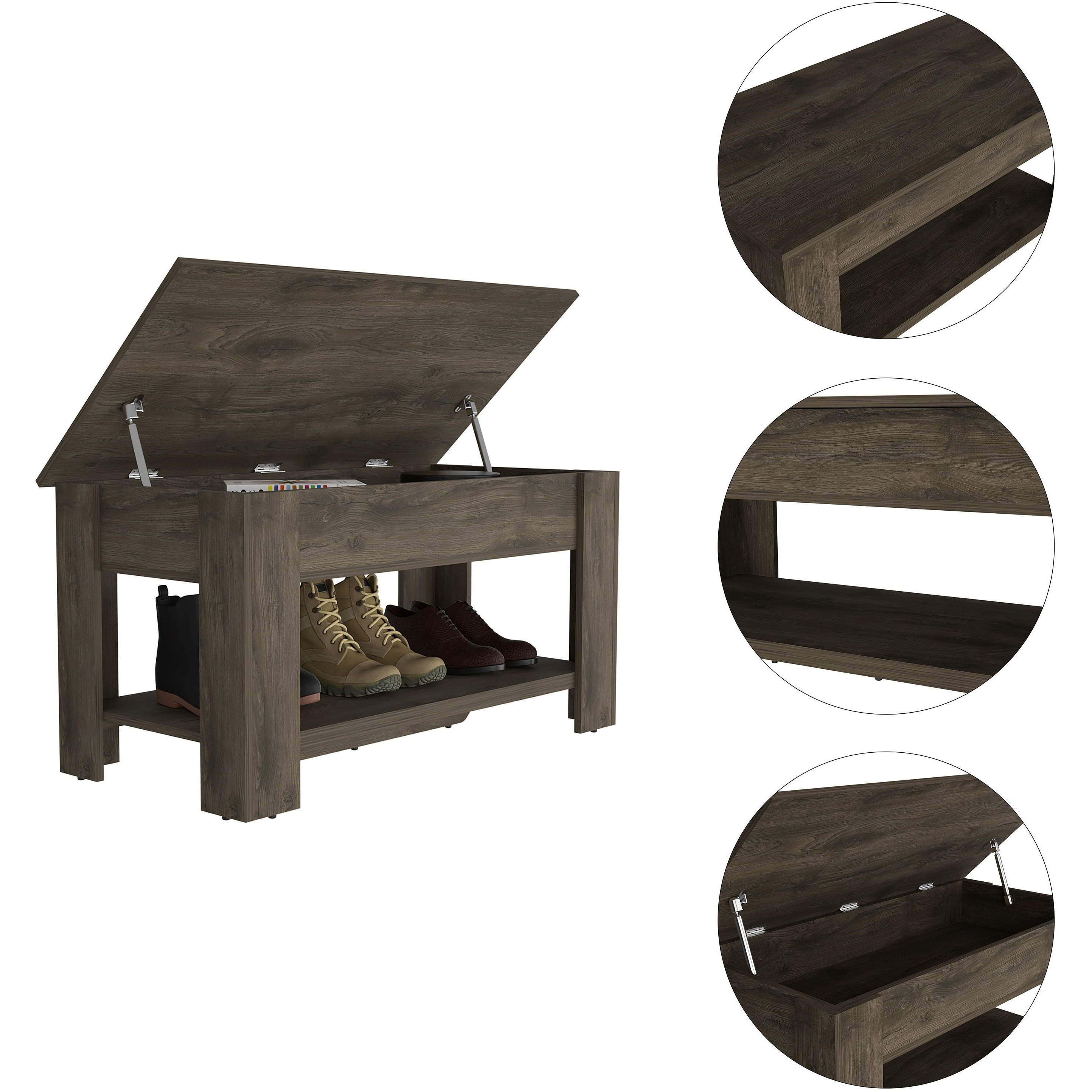 Karmen 1-Shelf Lid Top Storage Table Dark Brown(D0102H76Xs2)