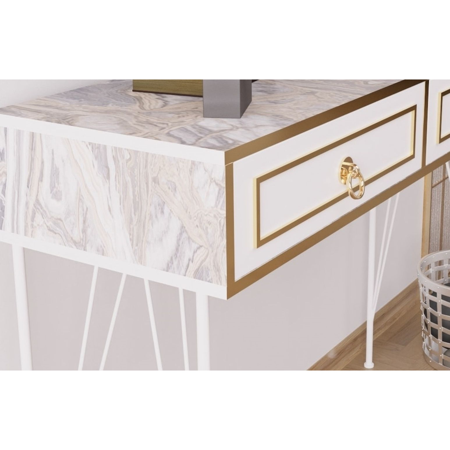 Ardeno Metal Legs Wood Base Console Table(D0102H59Z06)