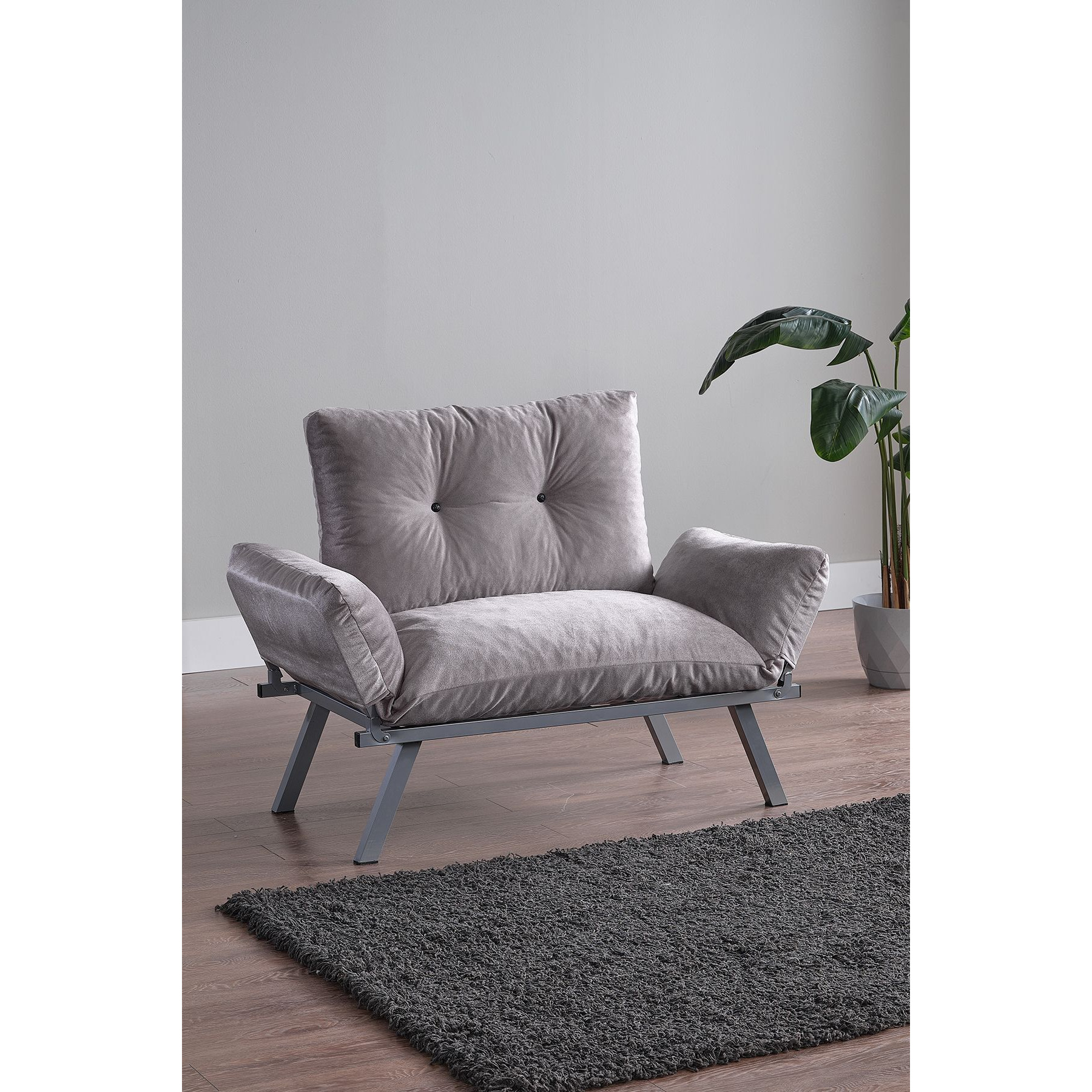 Alora Metal Legs Futon Love Seat(D0102H59Yct)
