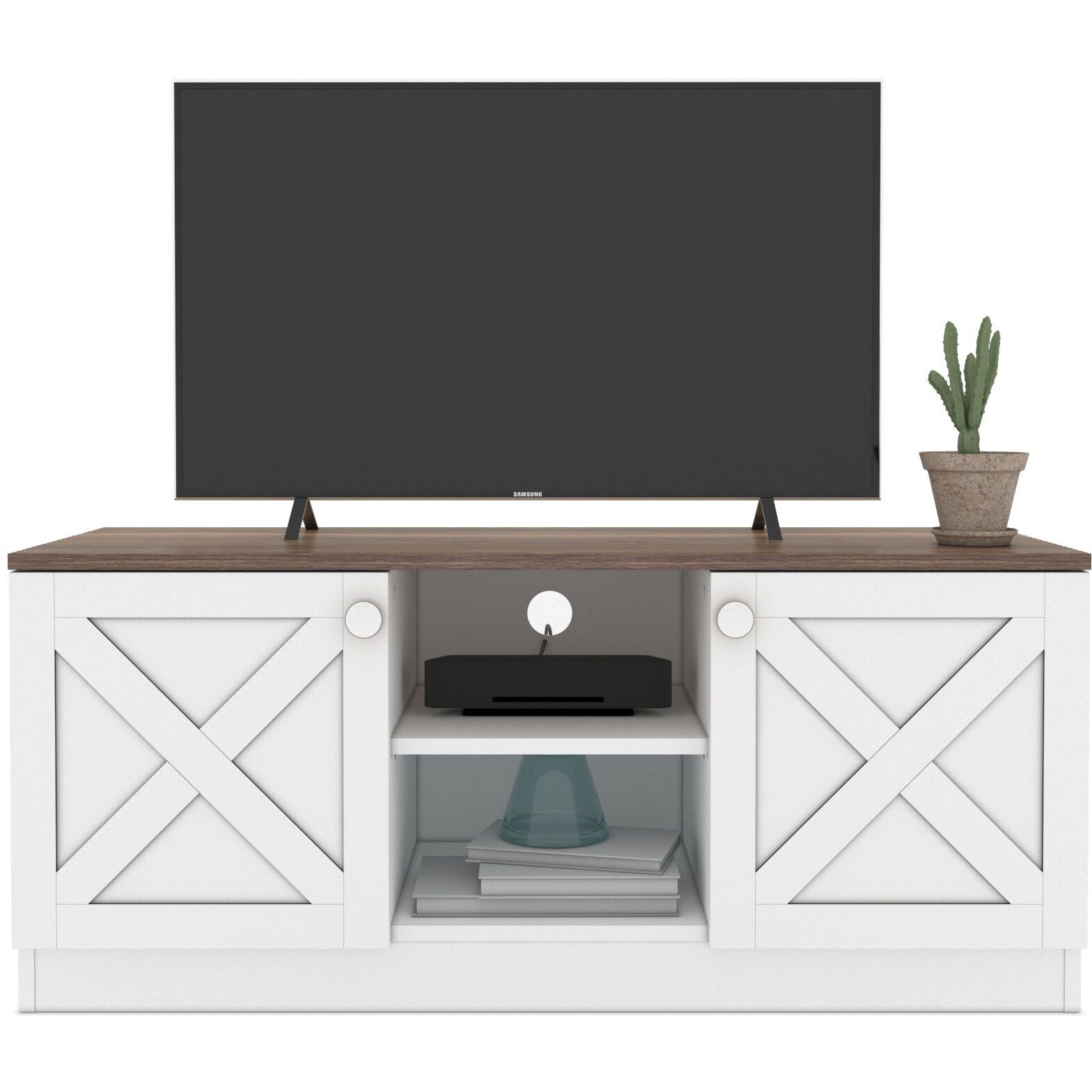 Costal Wood Base 2 Cupboards Vintage Tv Stand(D0102H59Yix)