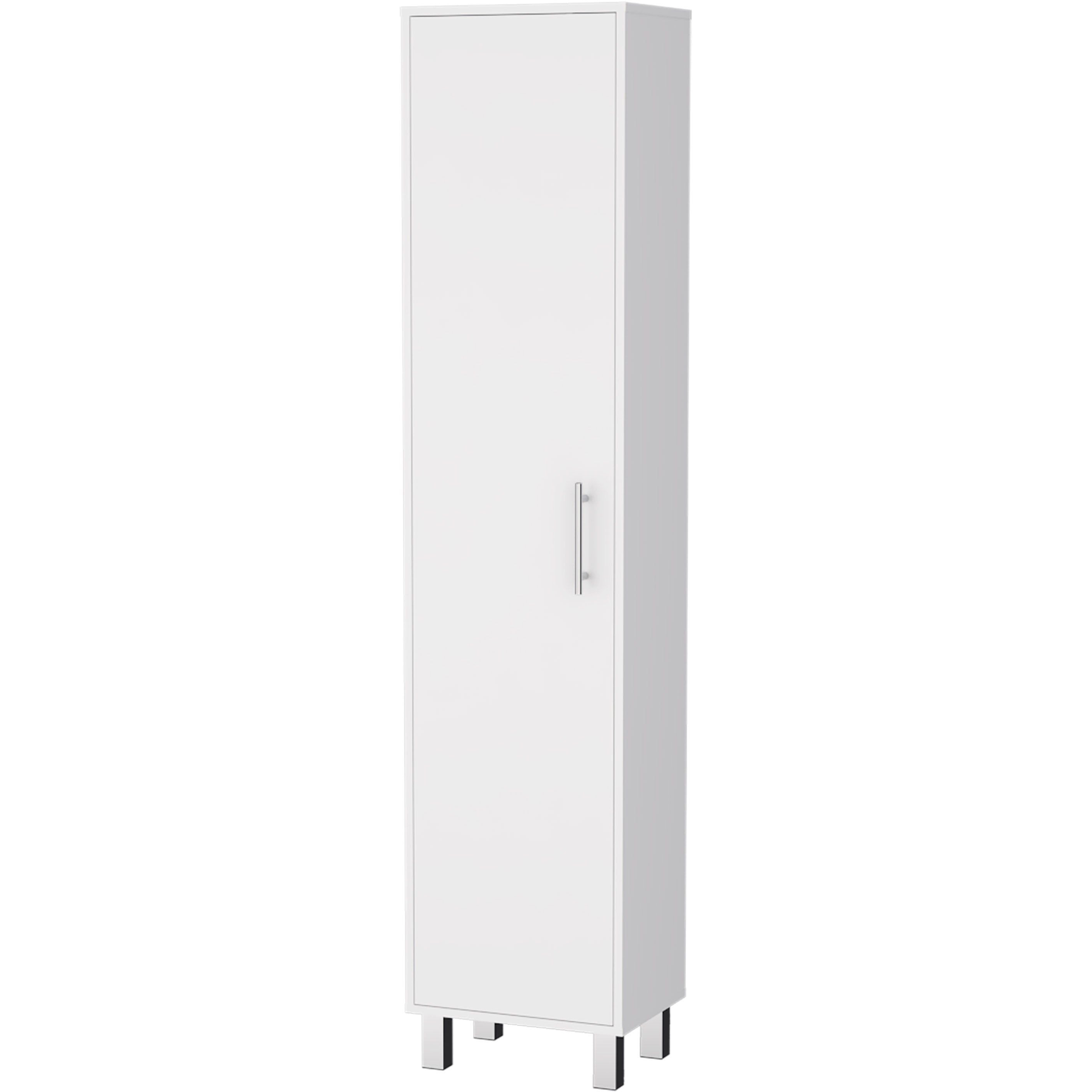 Andrews 1-Door 5-Shelf Tall Storage Cabinet White(D0102H5Qrg2)