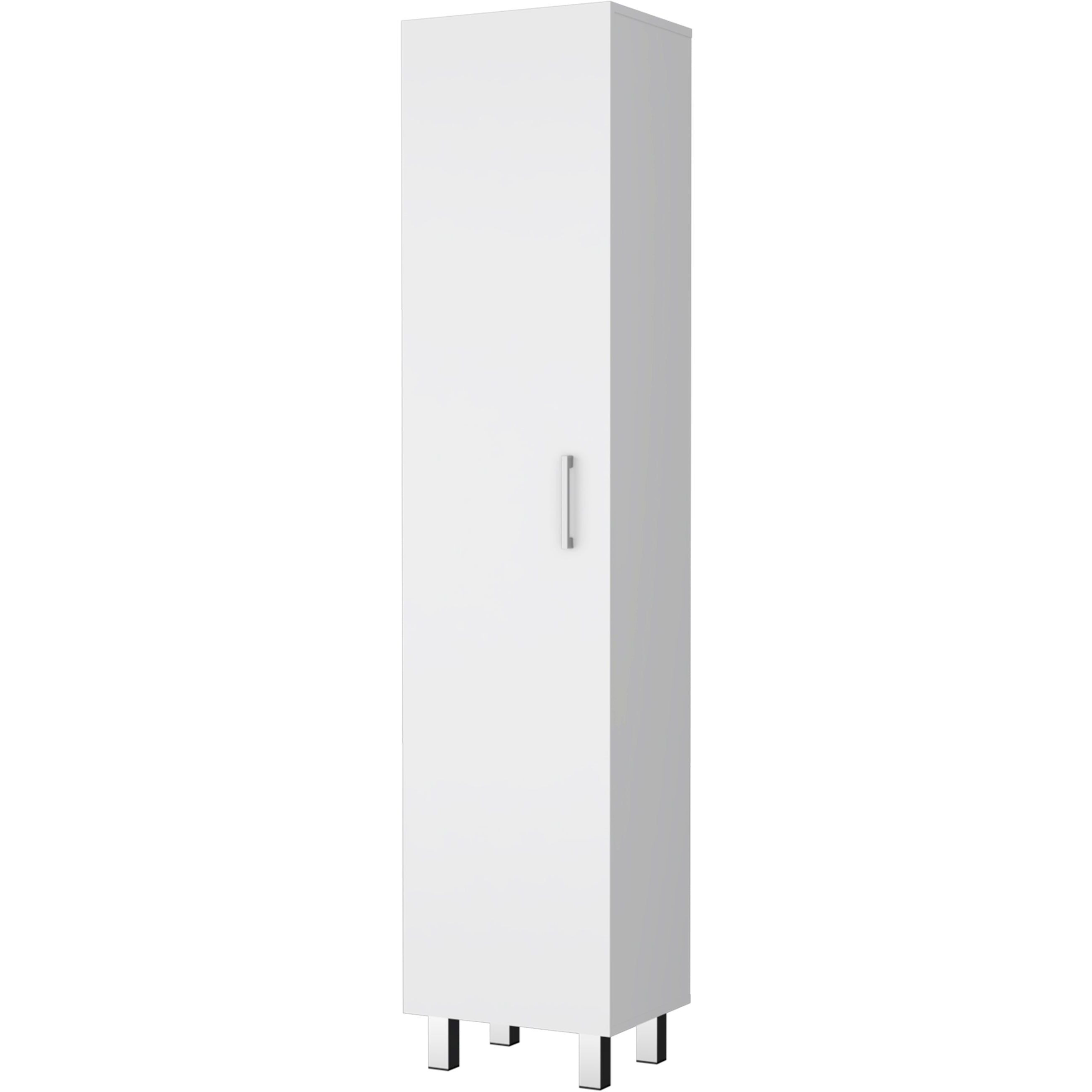 Stephan 1-Door 4-Shelf Tall Storage Cabinet White(D0102H5Qigt)