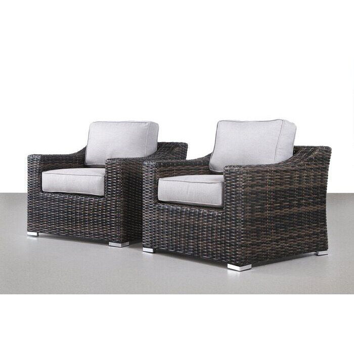 Living Source International Fully Assembled Patio Chair With Cushions 2 (Set Of 2)Espresso(D0102H5Tx9X)