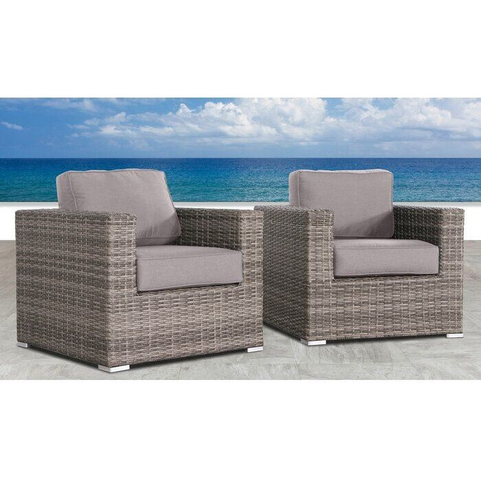 Living Source International Fully Assembled Patio Chair With Sunbrella Cushions (Set Of 2)Canvas Taupe Sunbrella Canvas(D0102H5Txsp)