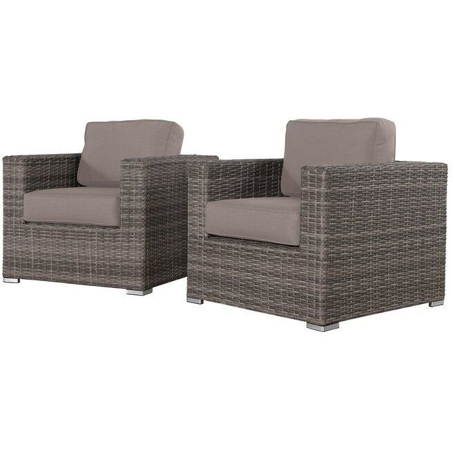 Living Source International Fully Assembled Patio Chair With Sunbrella Cushions (Set Of 2)Canvas Taupe Sunbrella Canvas(D0102H5Txsp)
