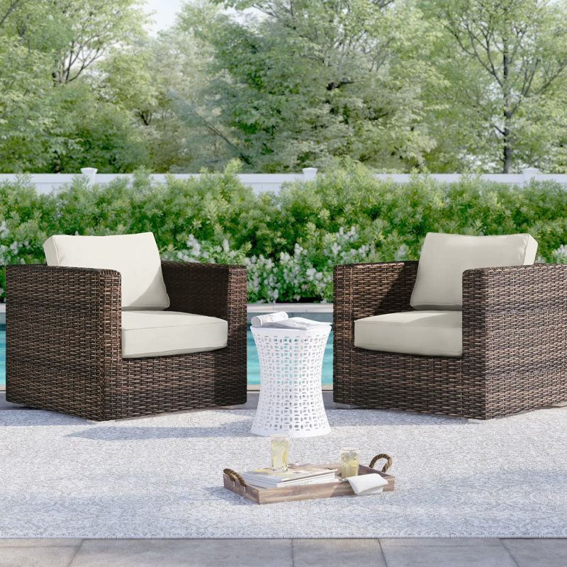 Living Source International Fully Assembled Patio Chair With Cushions (Set Of 2) Mixed Gray(D0102H5Txa6)
