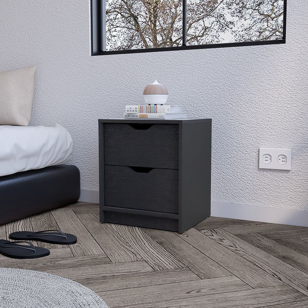 Nightstand Gandu  Two Drawers  Black Wengue Finish(D0102Hge1Du)