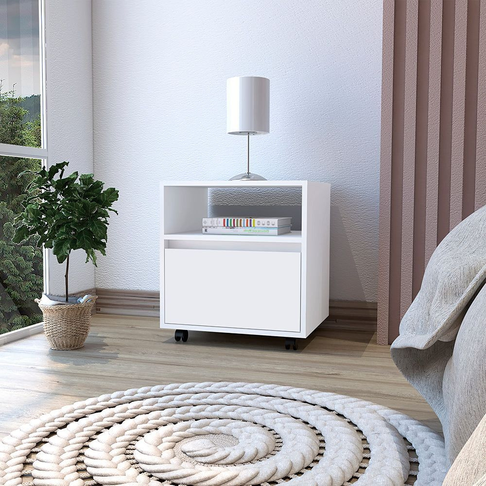 Nightstand Munyochi  One Drawer  White Finish(D0102Hgemca)