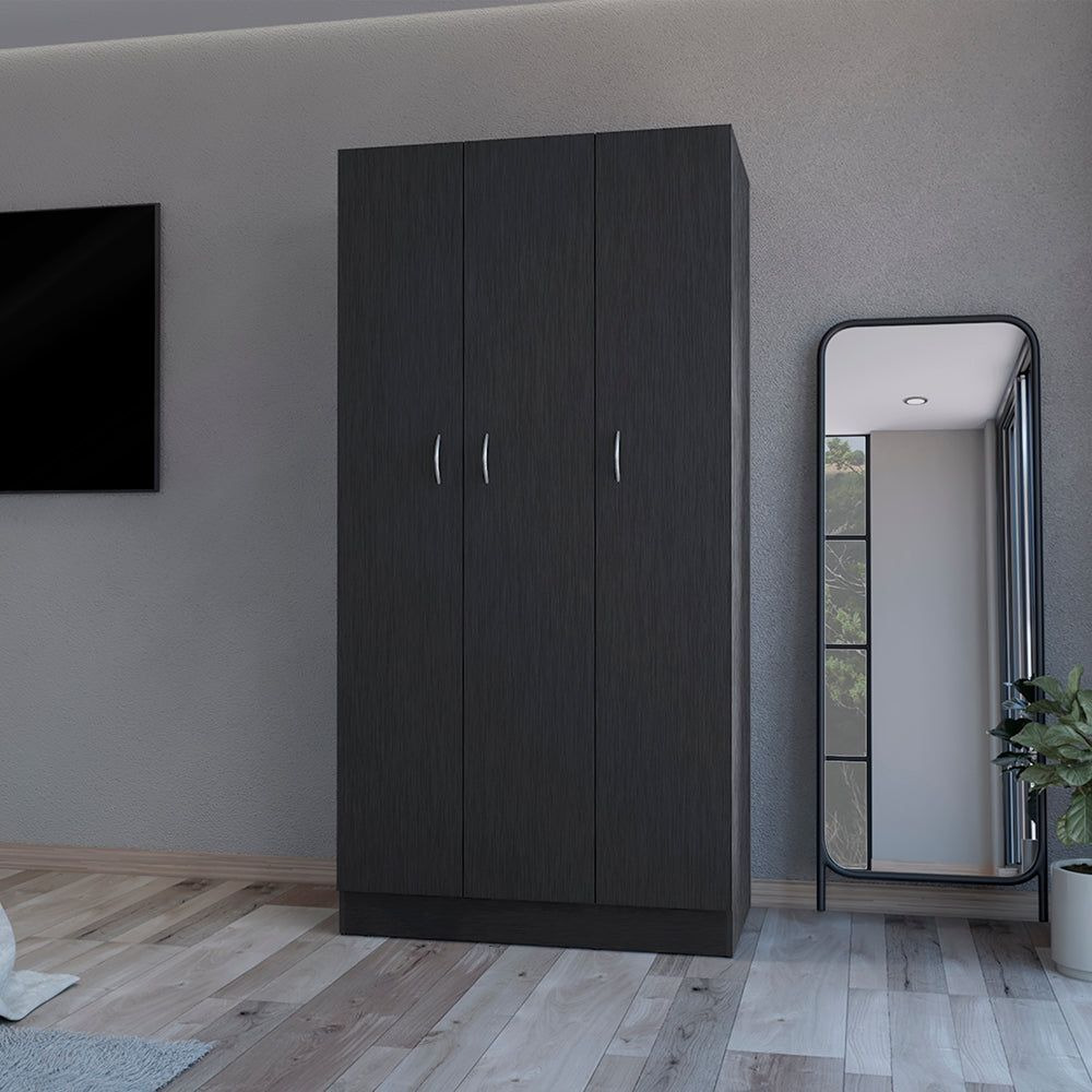 Wardrobe Erie  4 Storage Shelves  2 Drawers And 3 Doors  Black Wengue Finish(D0102Hgemq7)