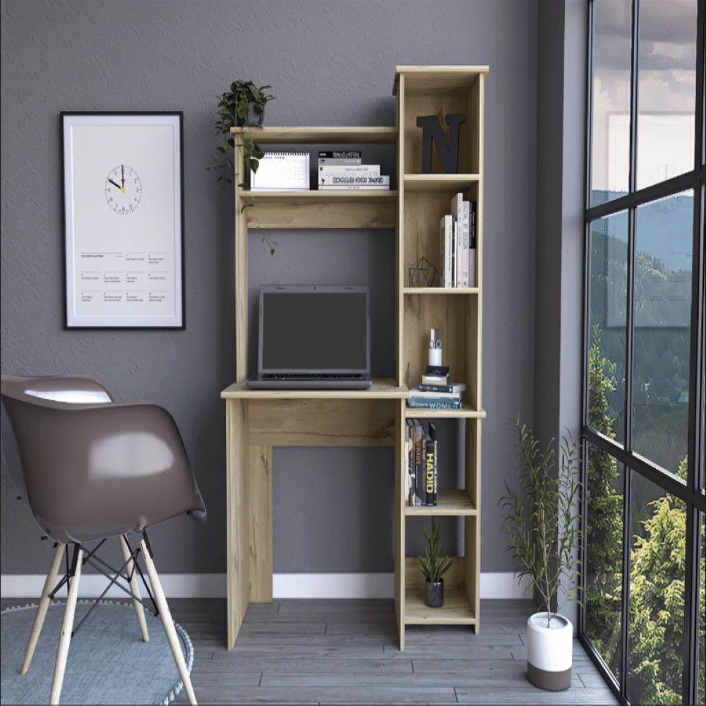 Desk Logan  Five Cubbies  Light Oak Finish(D0102Hged5A)