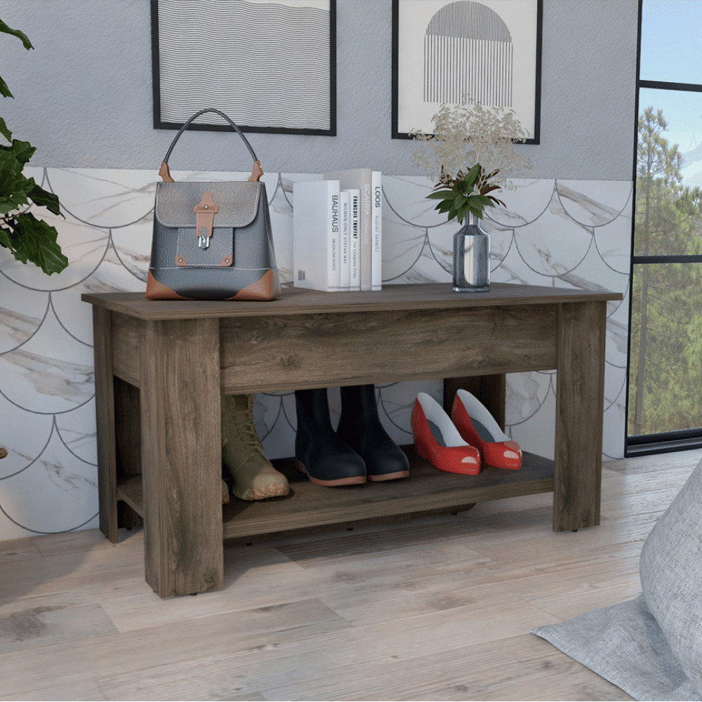 Storage Table Polgon  Extendable Table Shelf  Lower Shelf  Dark Brown Finish(D0102Hgedh7)