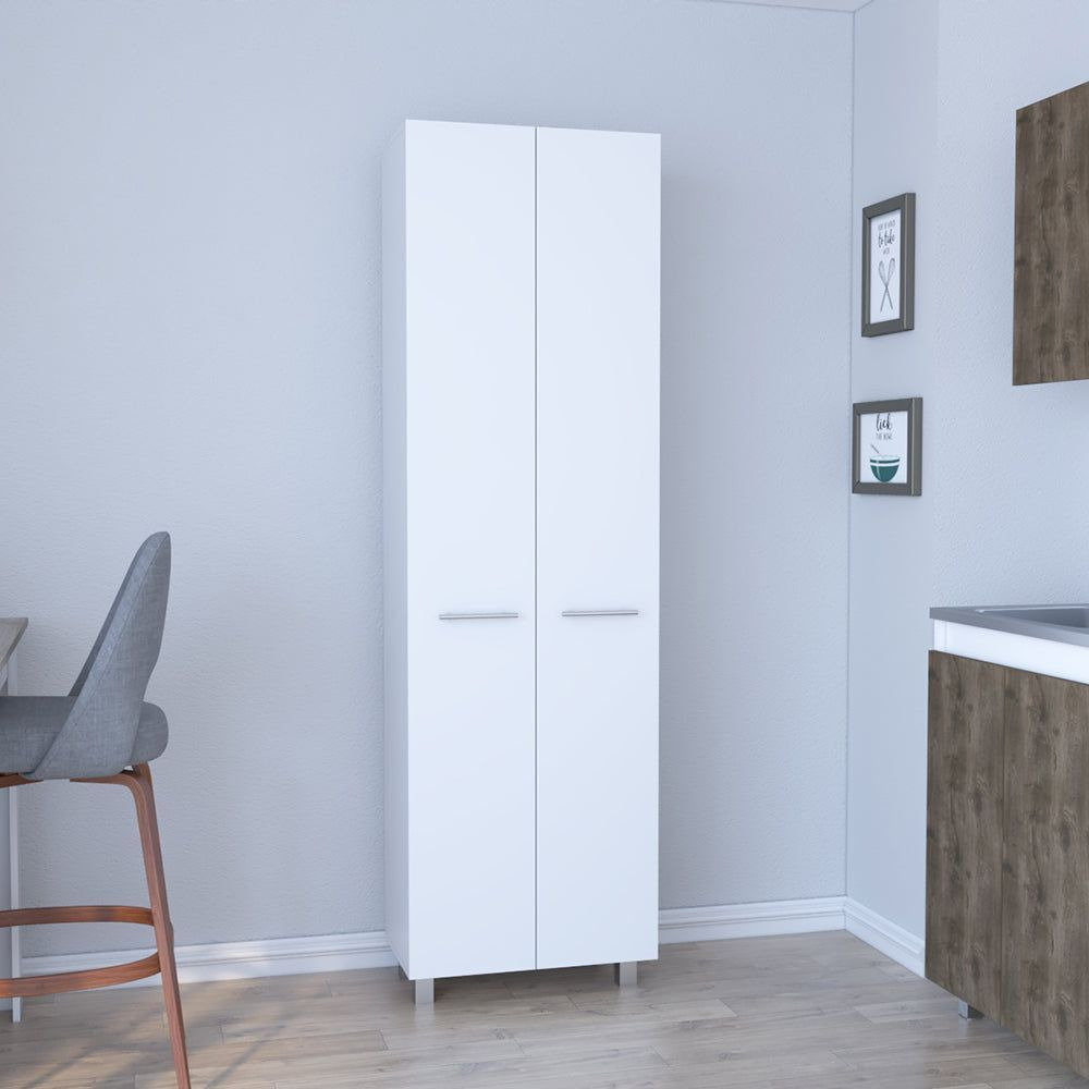 Pantry Cabinet Phoenix  Five Interior Shelves  White Finish(D0102Hgedea)