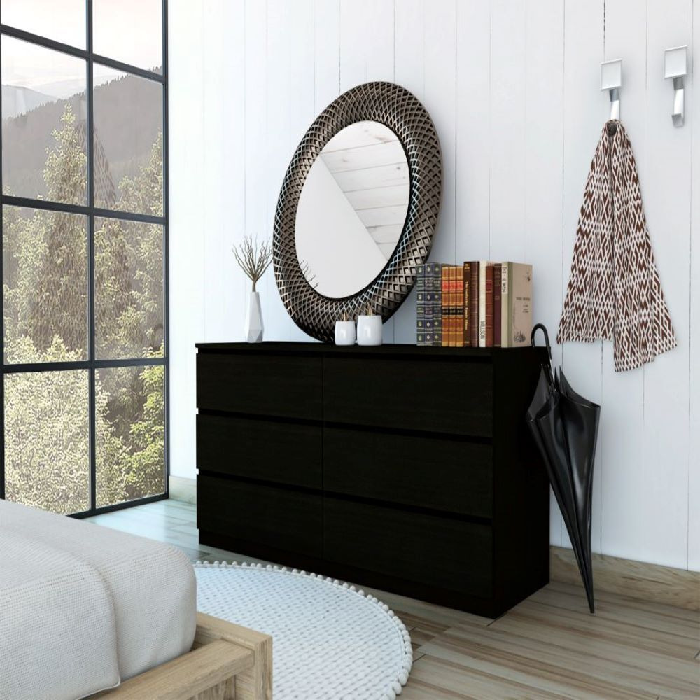 6 Drawer Double Dresser Tronx  Superior Top  Black Wengue Finish(D0102Hgedfw)