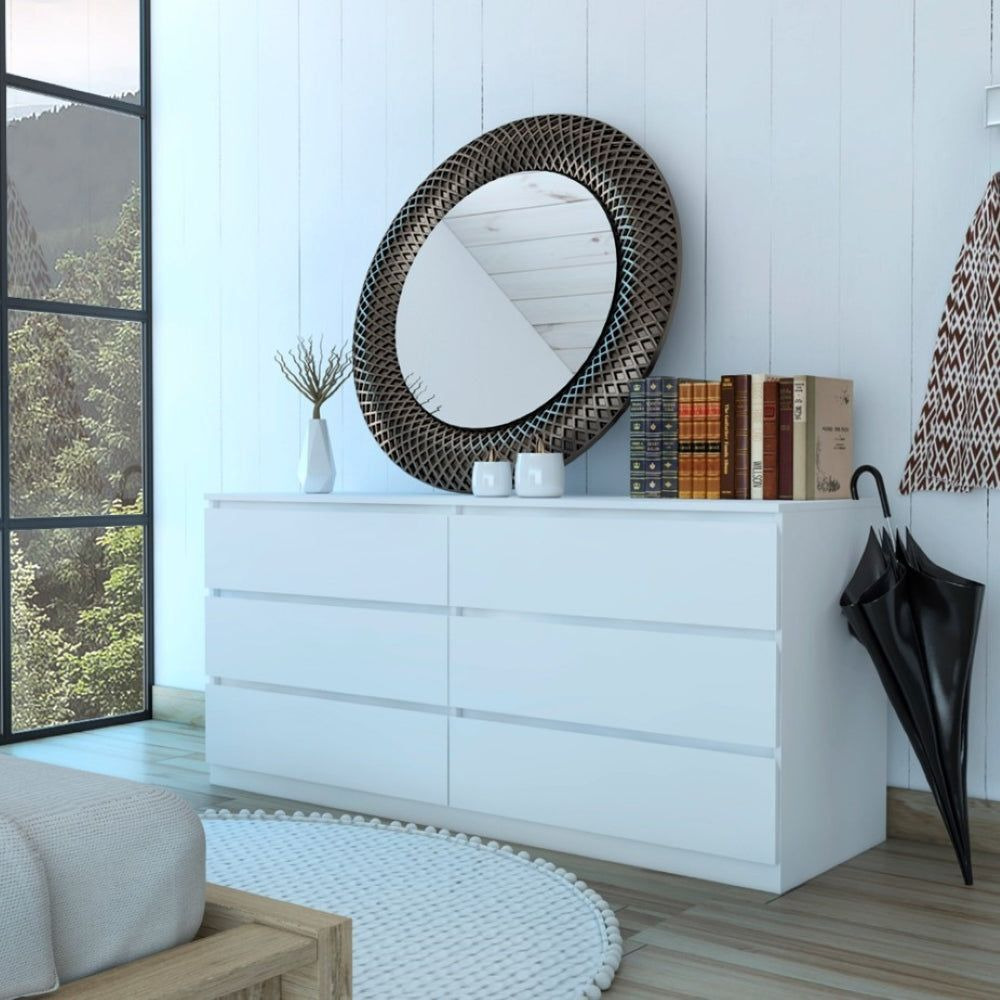 6 Drawer Double Dresser Tronx  Superior Top  White Finish(D0102Hgedbw)