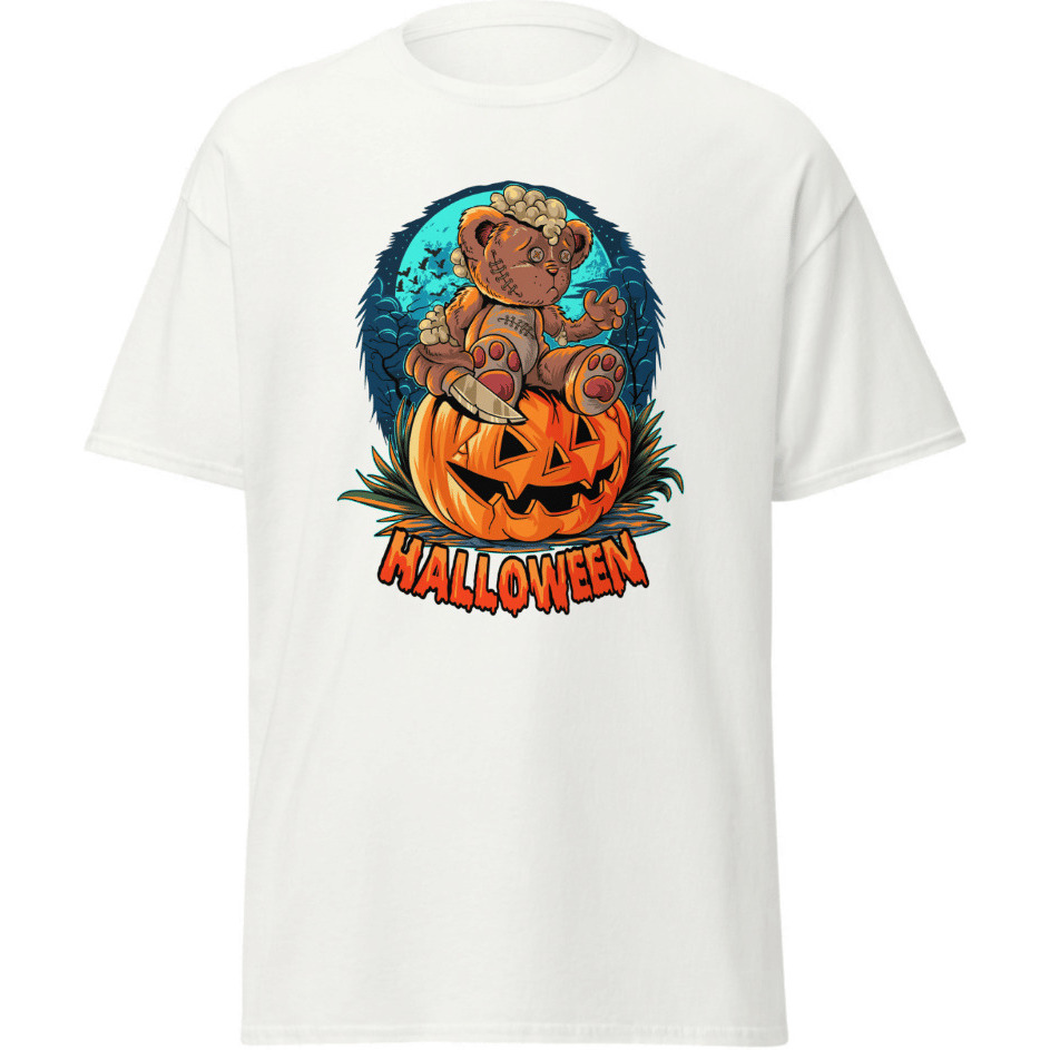 Halloween Pumpkinhead Teddy Bear Blackt-Shirt Merchyprint  Size M(D0102Hgdnzw)