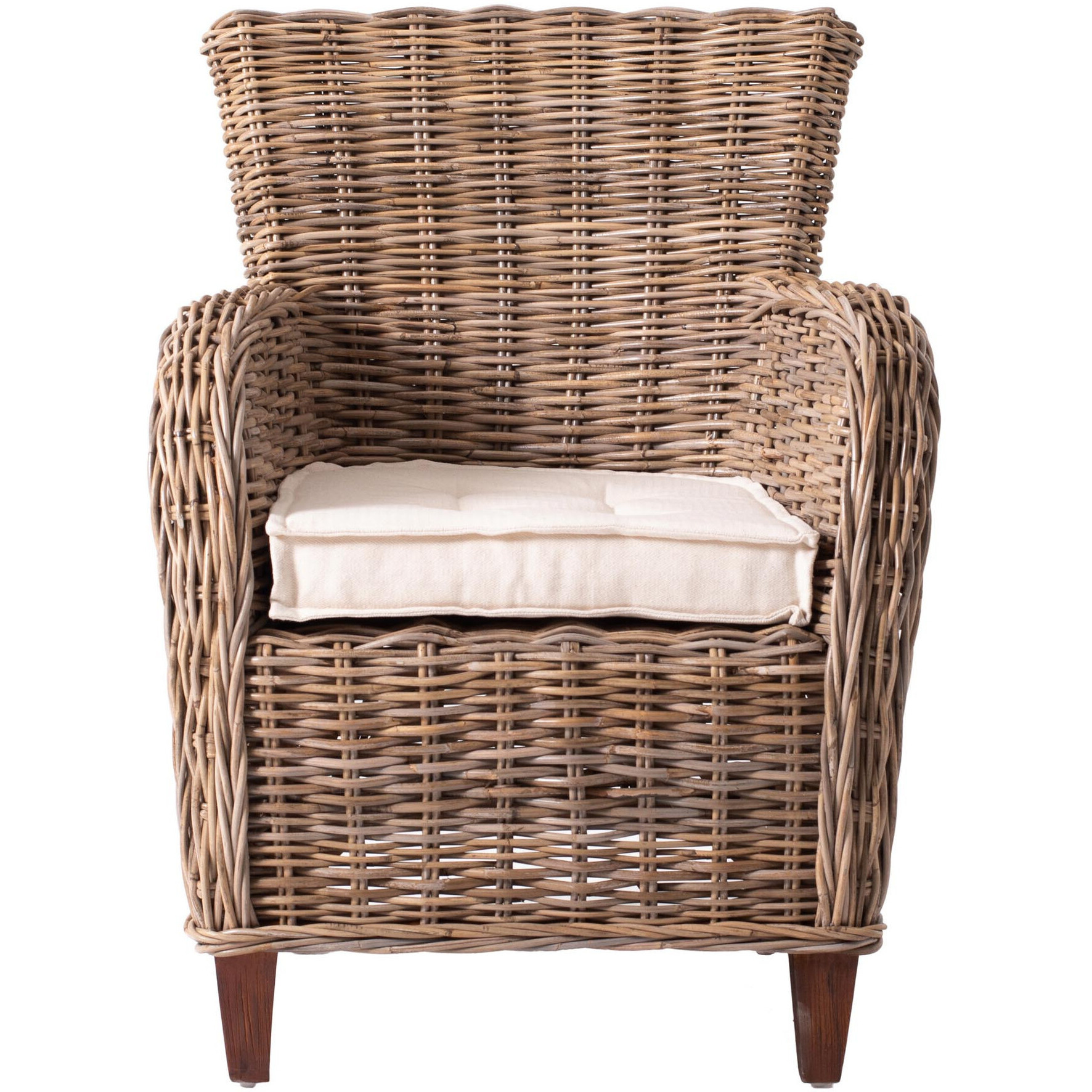 Set Of 2 Natural Brown Cotton Wingback Dining Chairs