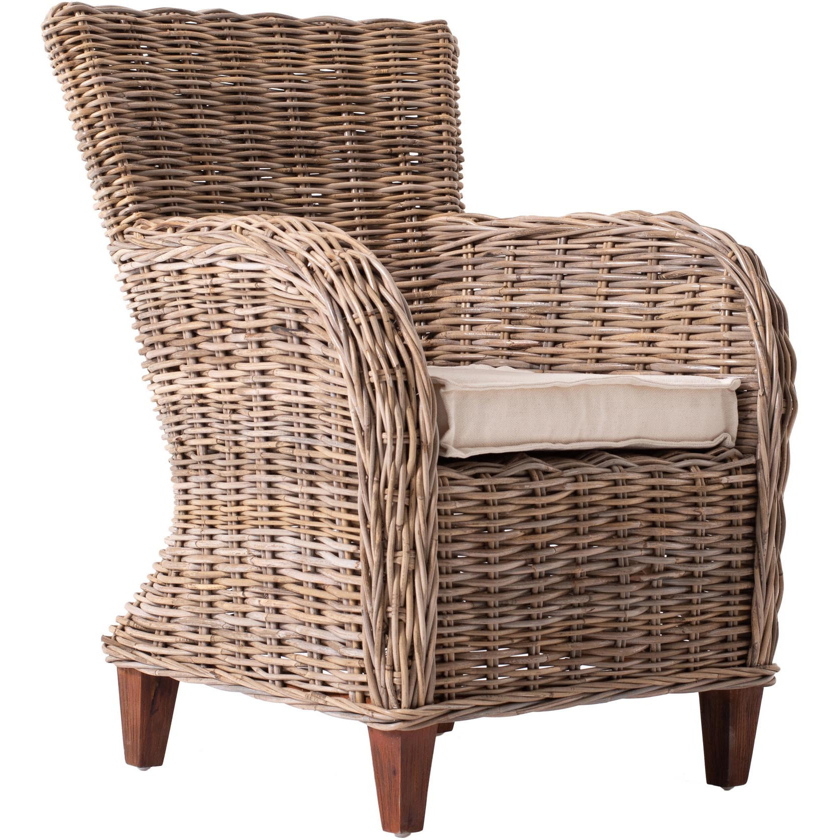 Set Of 2 Natural Brown Cotton Wingback Dining Chairs