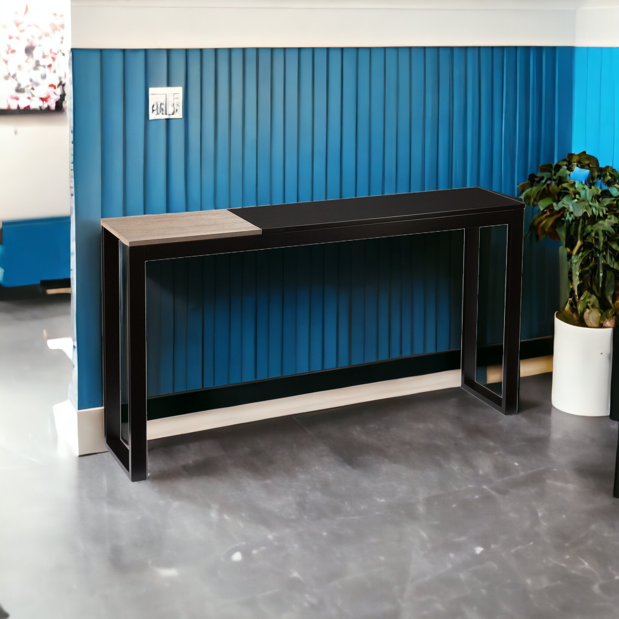 56 Natural And Black And Black Sled Console Table