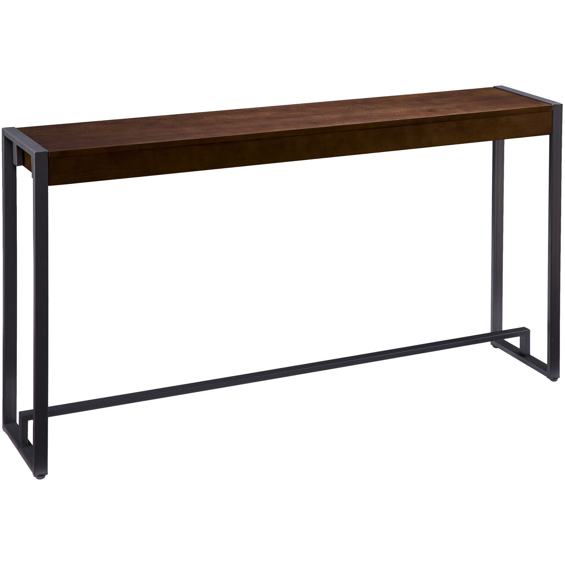 54 Dark Brown And Gunmetal Sled Console Table