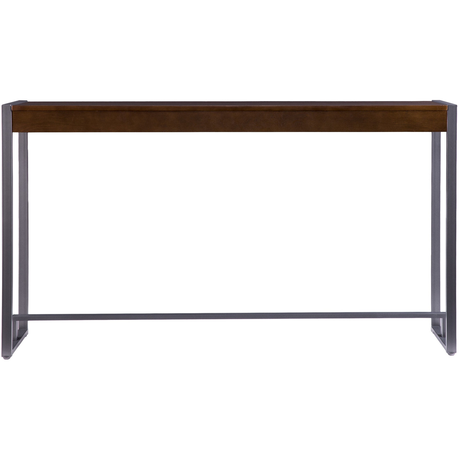 54 Dark Brown And Gunmetal Sled Console Table
