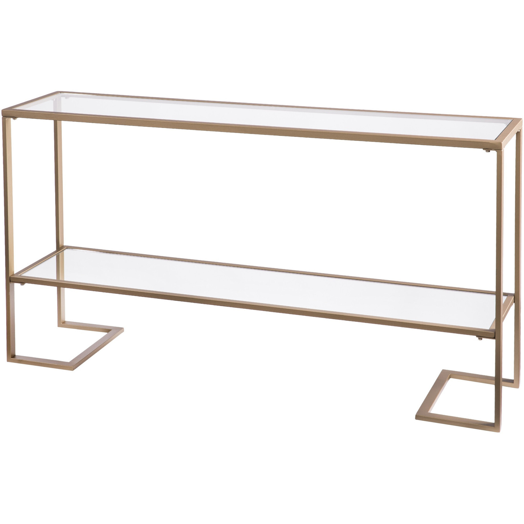 52 Clear And Gold Glass Mirrored Frame Console Table With Storage