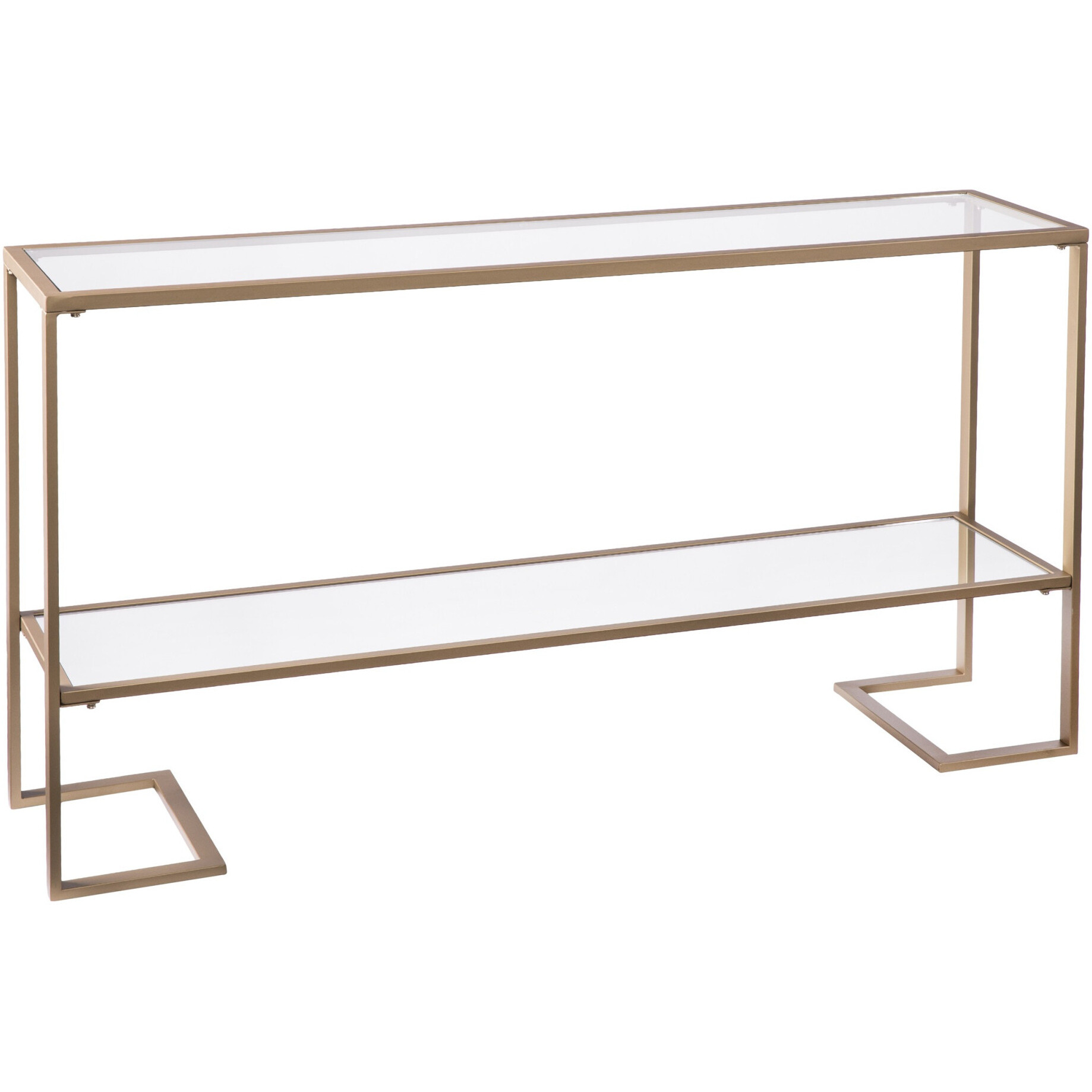 52 Clear And Gold Glass Mirrored Frame Console Table With Storage