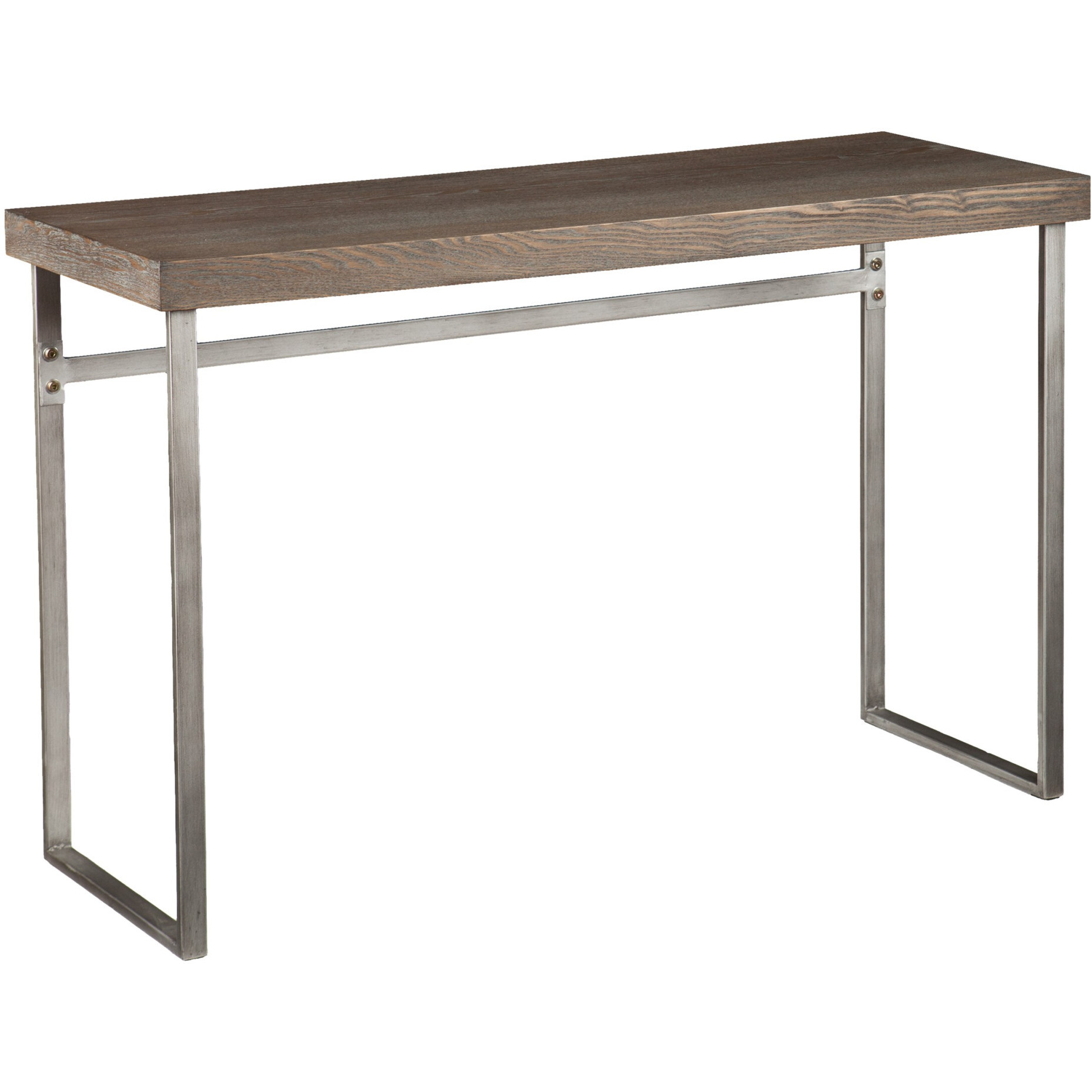 46 Gray Brown And Silver Distressed Sled Console Table