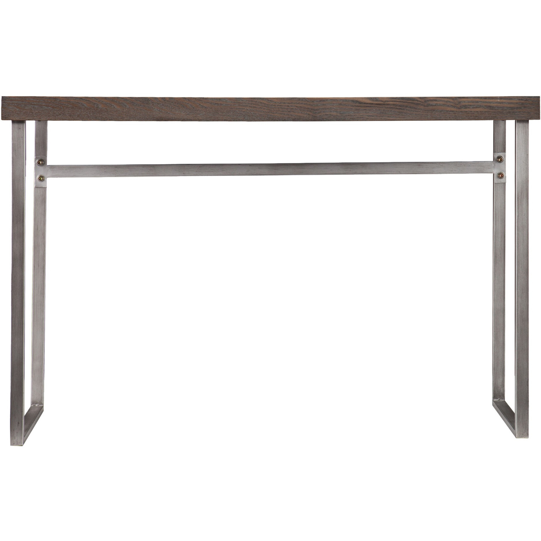 46 Gray Brown And Silver Distressed Sled Console Table