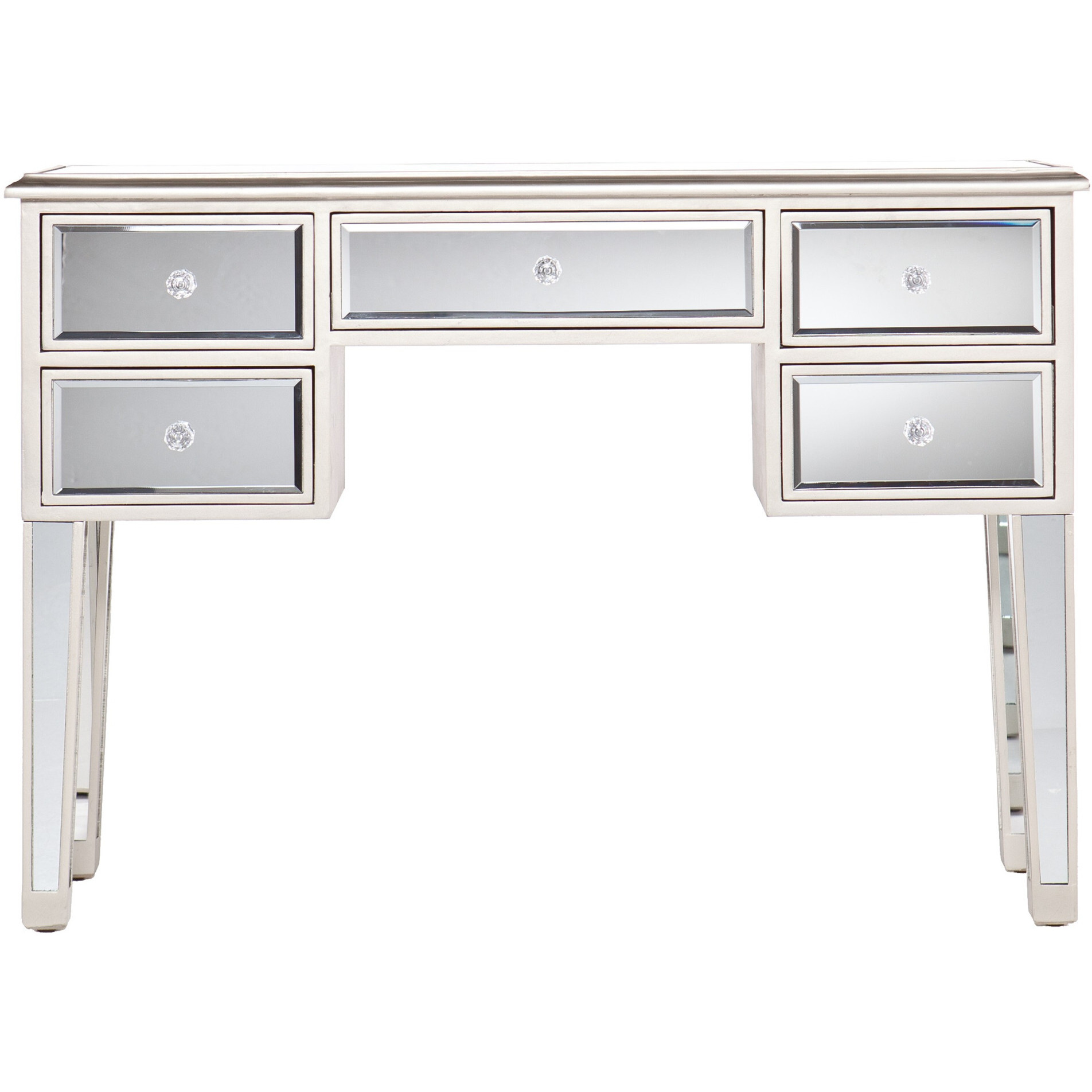 43 Silver Mirrored Glass Console Table With Storage