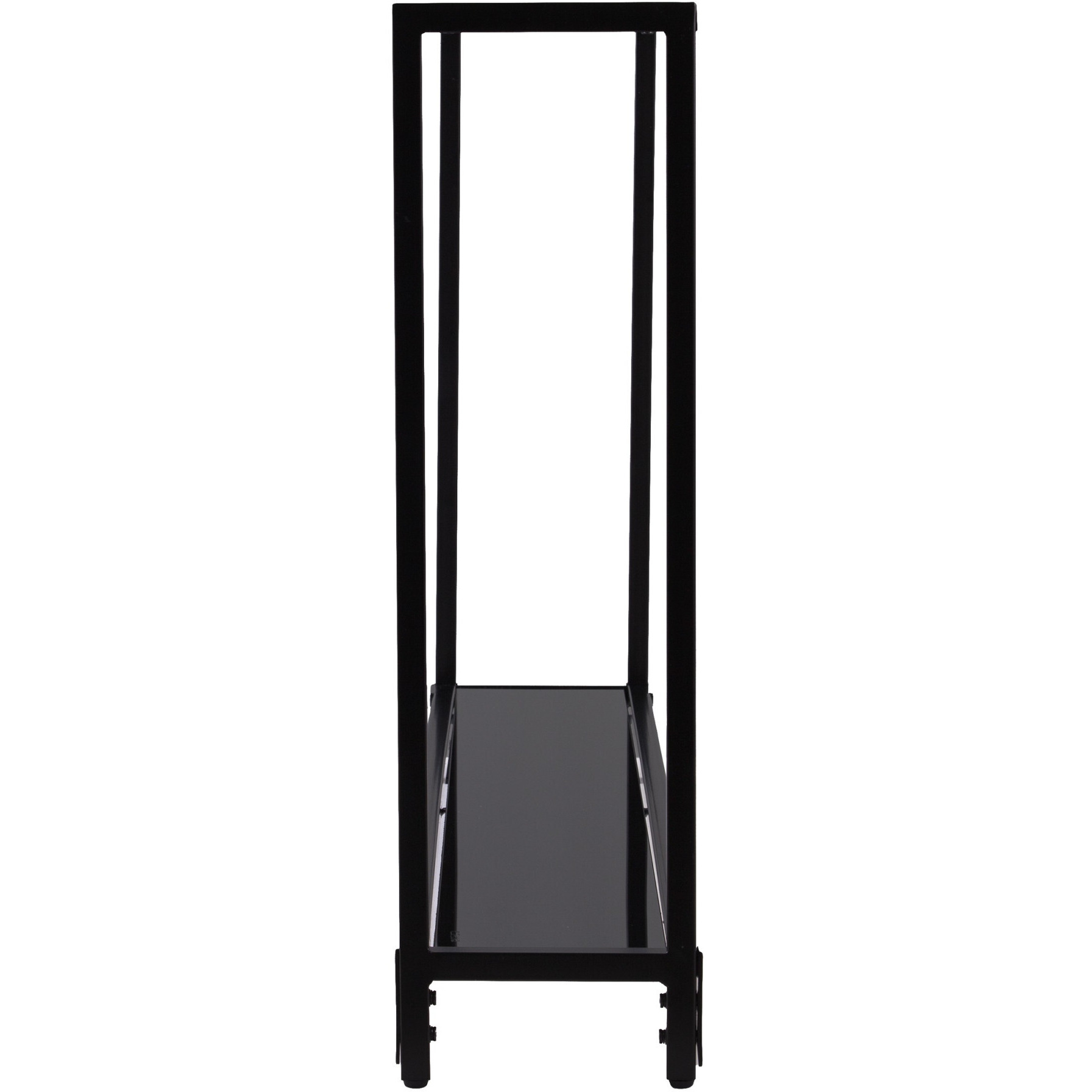 56 Clear And Black Glass Floor Shelf Console Table With Storage