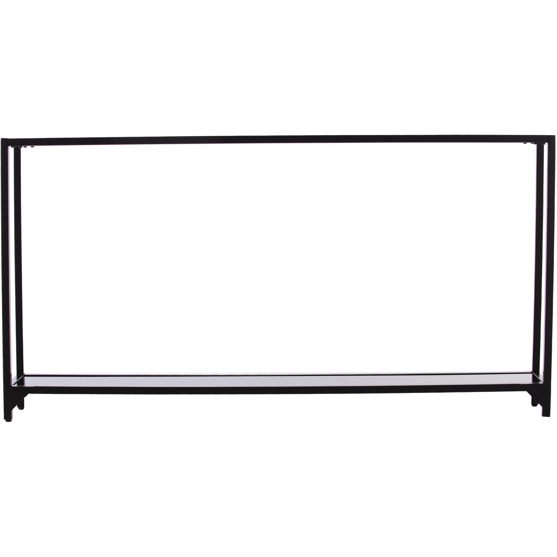 56 Clear And Black Glass Floor Shelf Console Table With Storage
