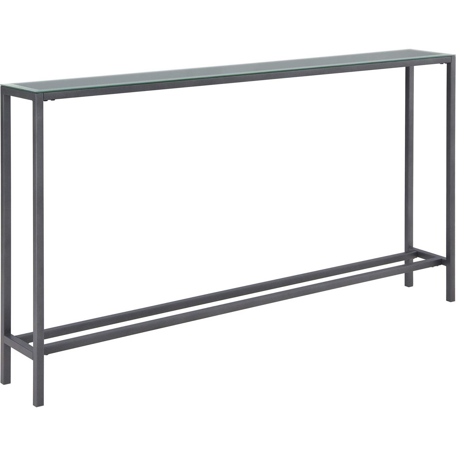 56 Black And Gunmetal Mirrored Glass Console Table