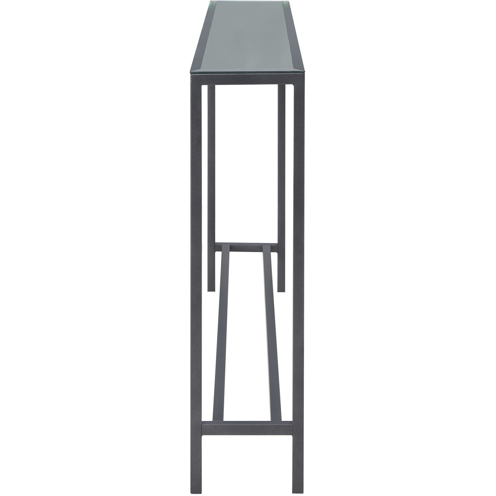 56 Black And Gunmetal Mirrored Glass Console Table