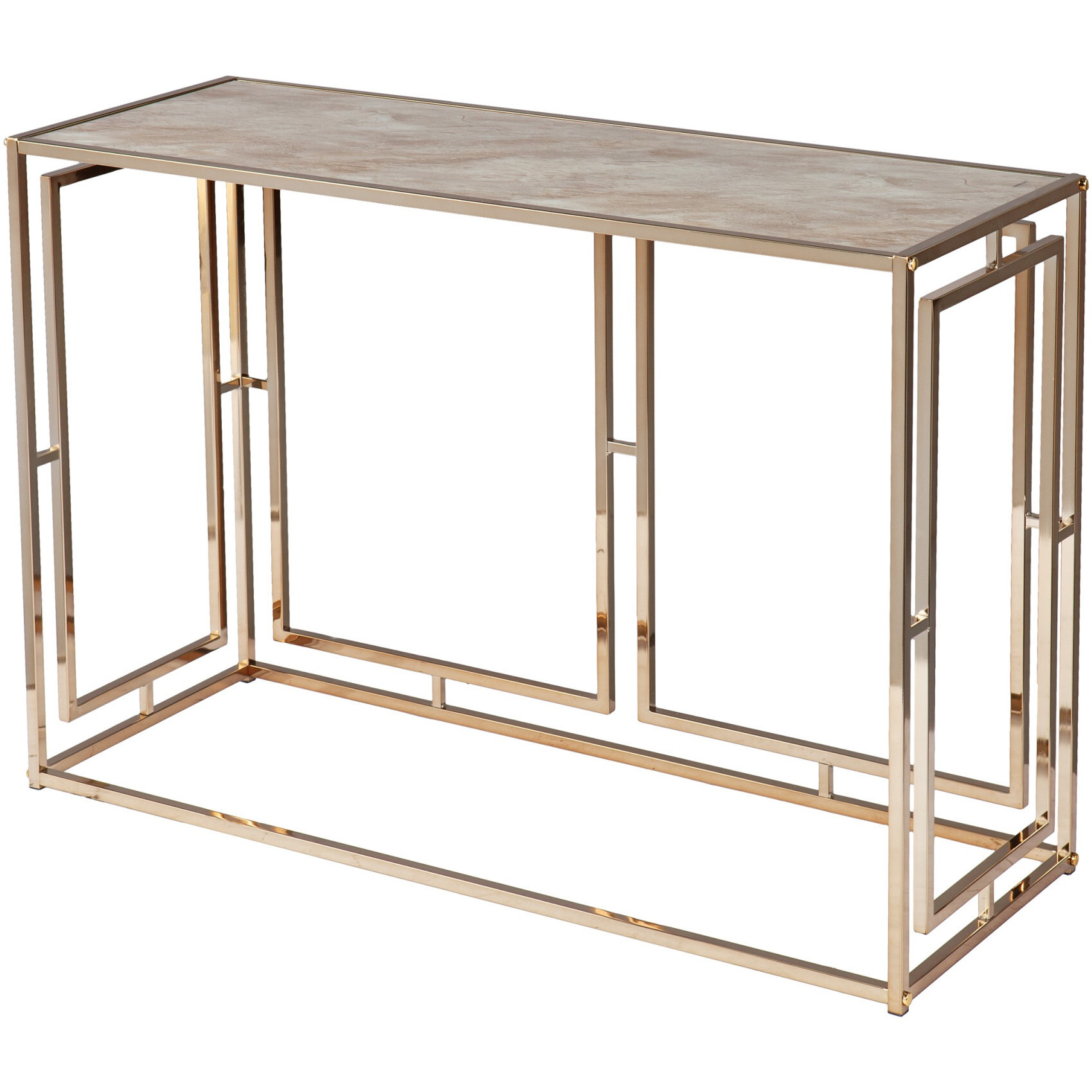 44 Champagne And Gold Faux Marble Frame Console Table