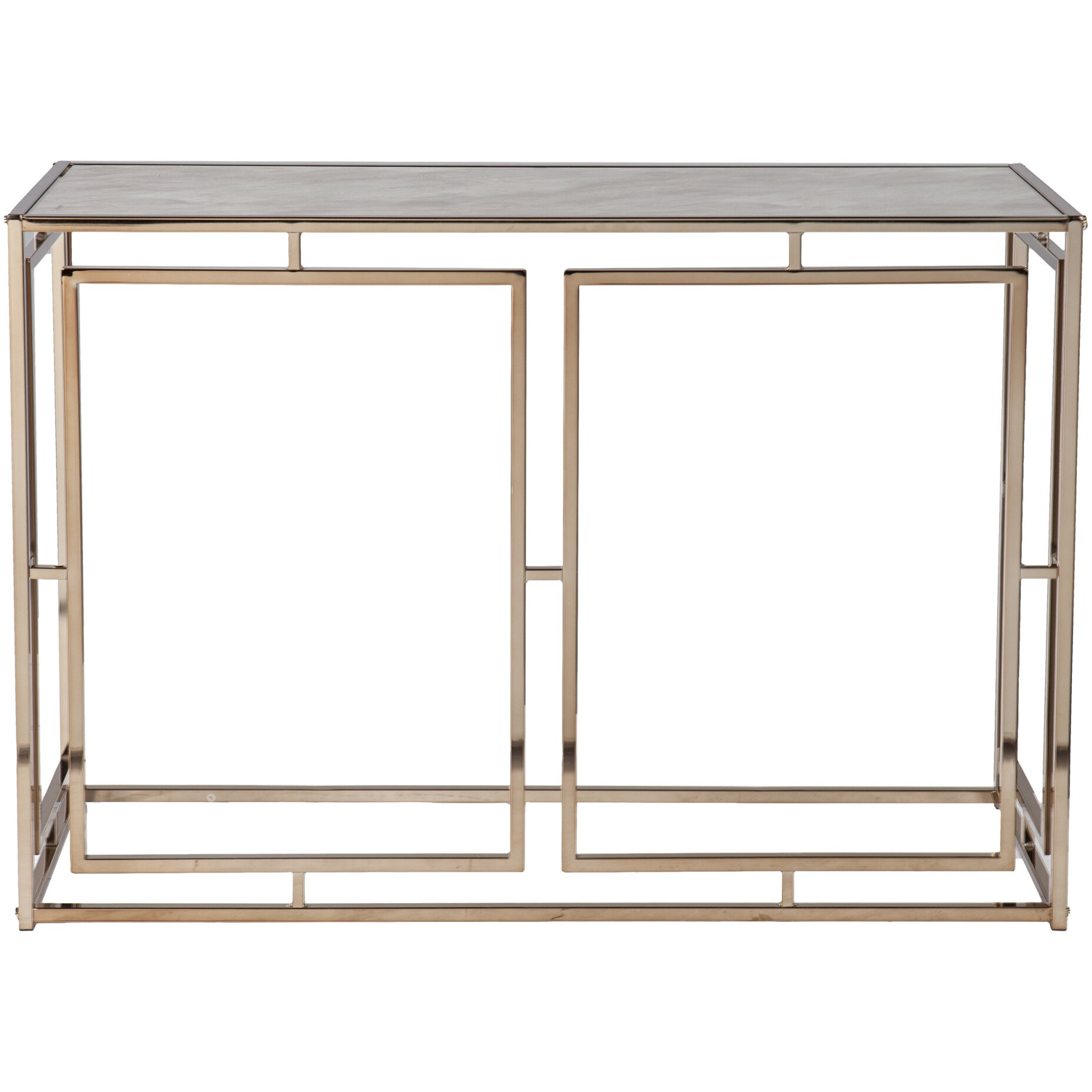 44 Champagne And Gold Faux Marble Frame Console Table