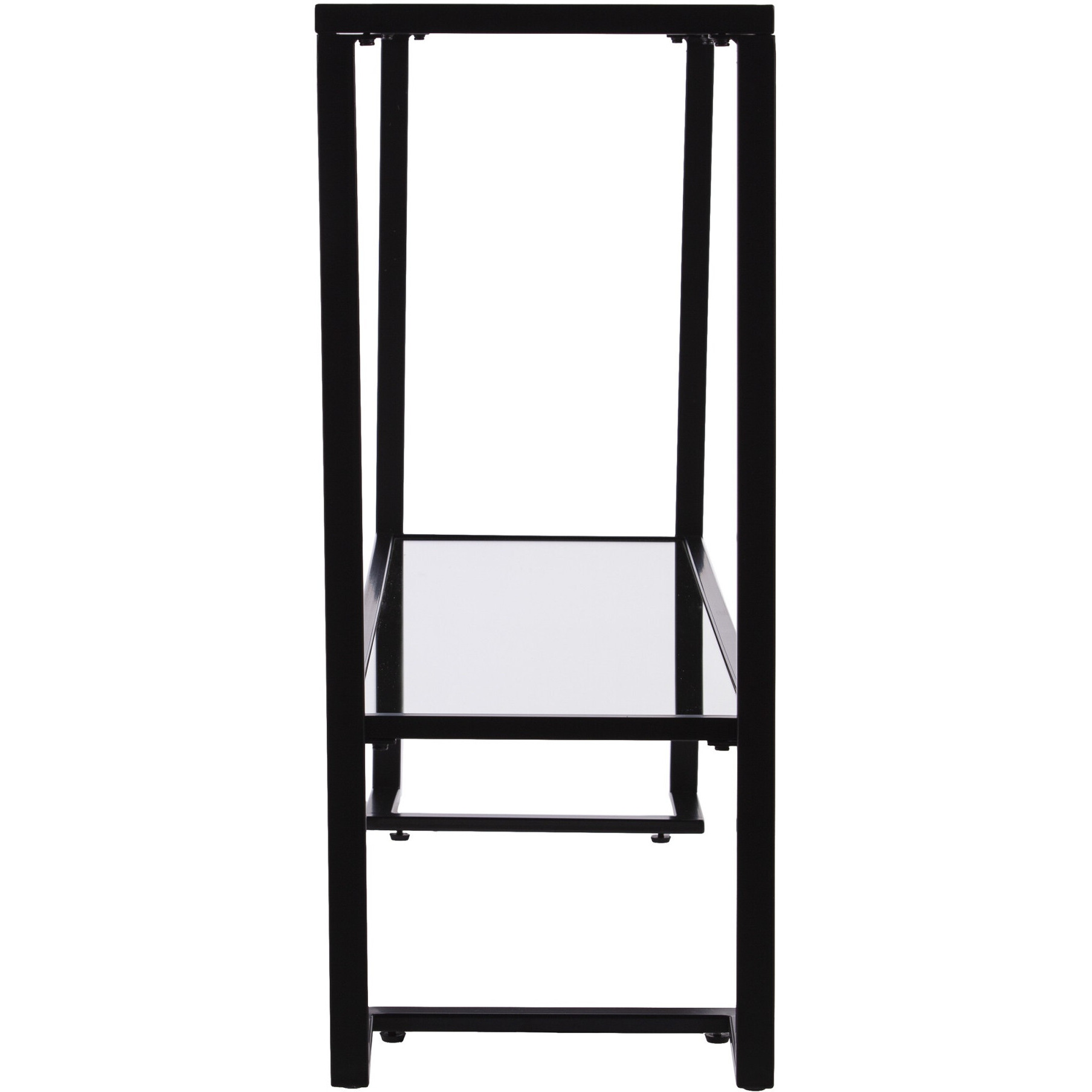 52 Clear And Black Glass Mirrored Frame Console Table With Storage