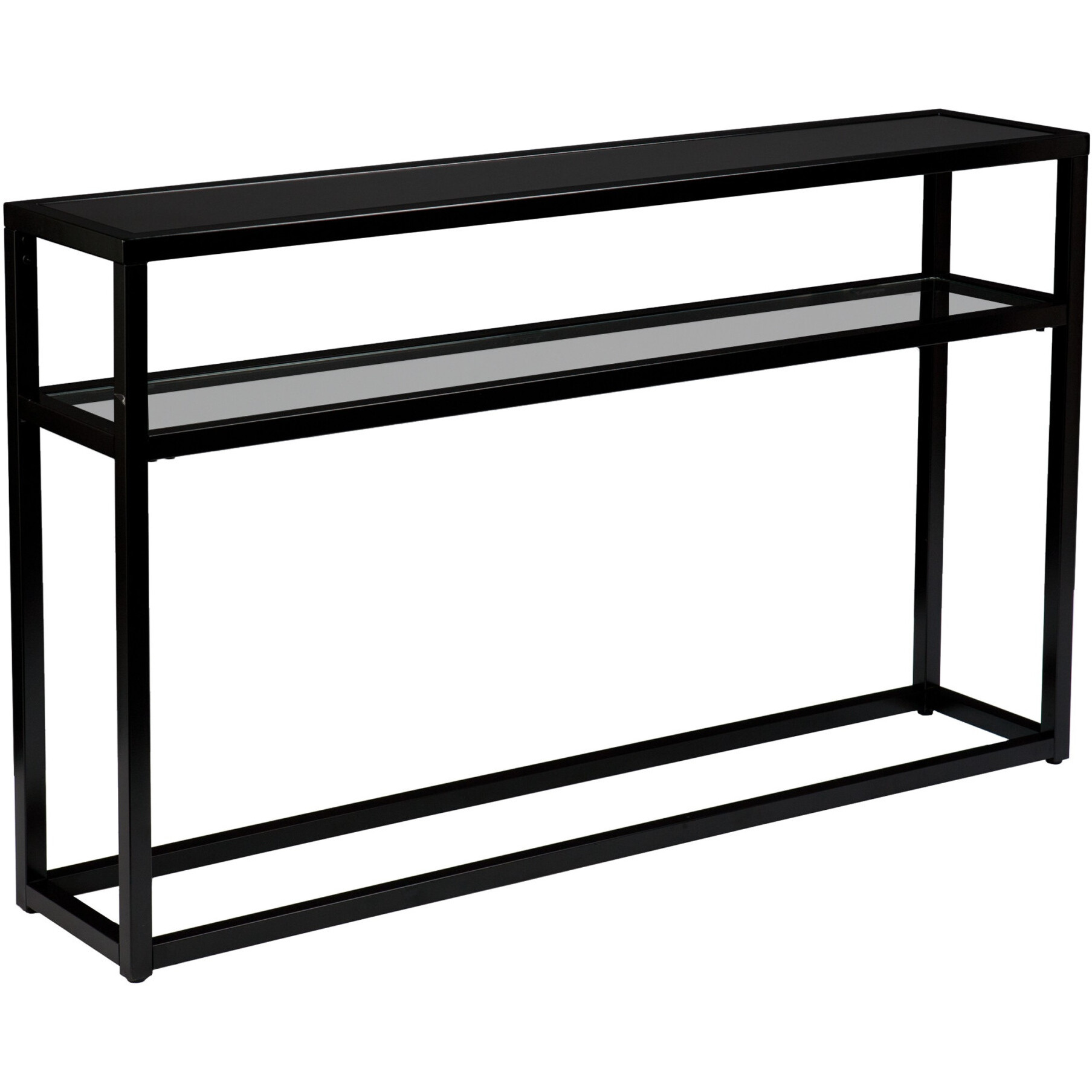 50 Black Glass Frame Console Table With Storage
