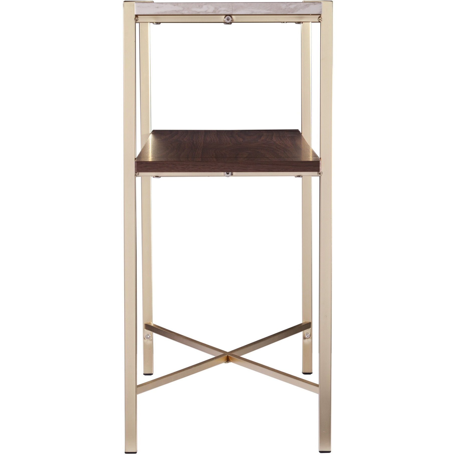 47 Beige And Gold Faux Marble Frame Console Table With Storage