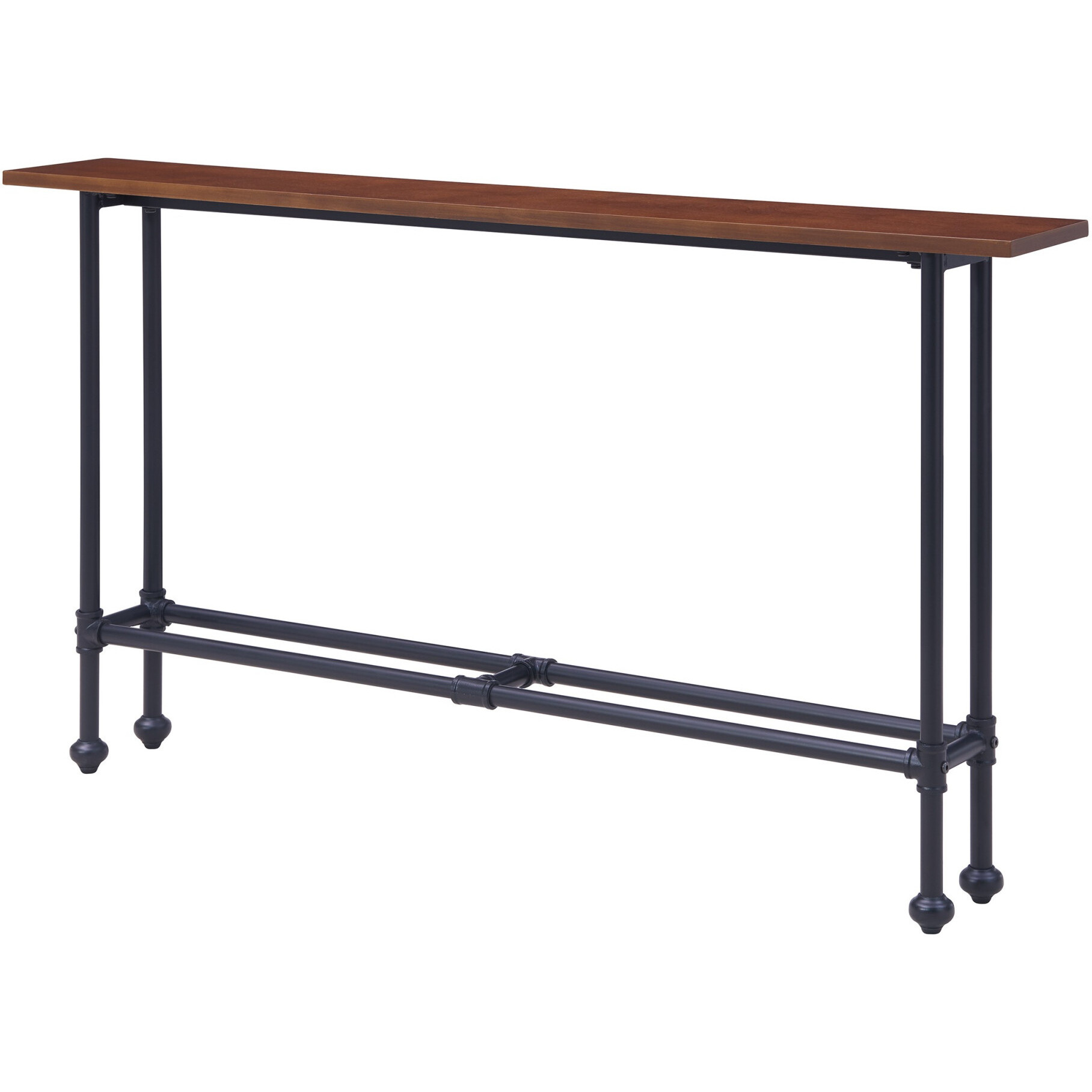 56 Espresso And Black Console Table