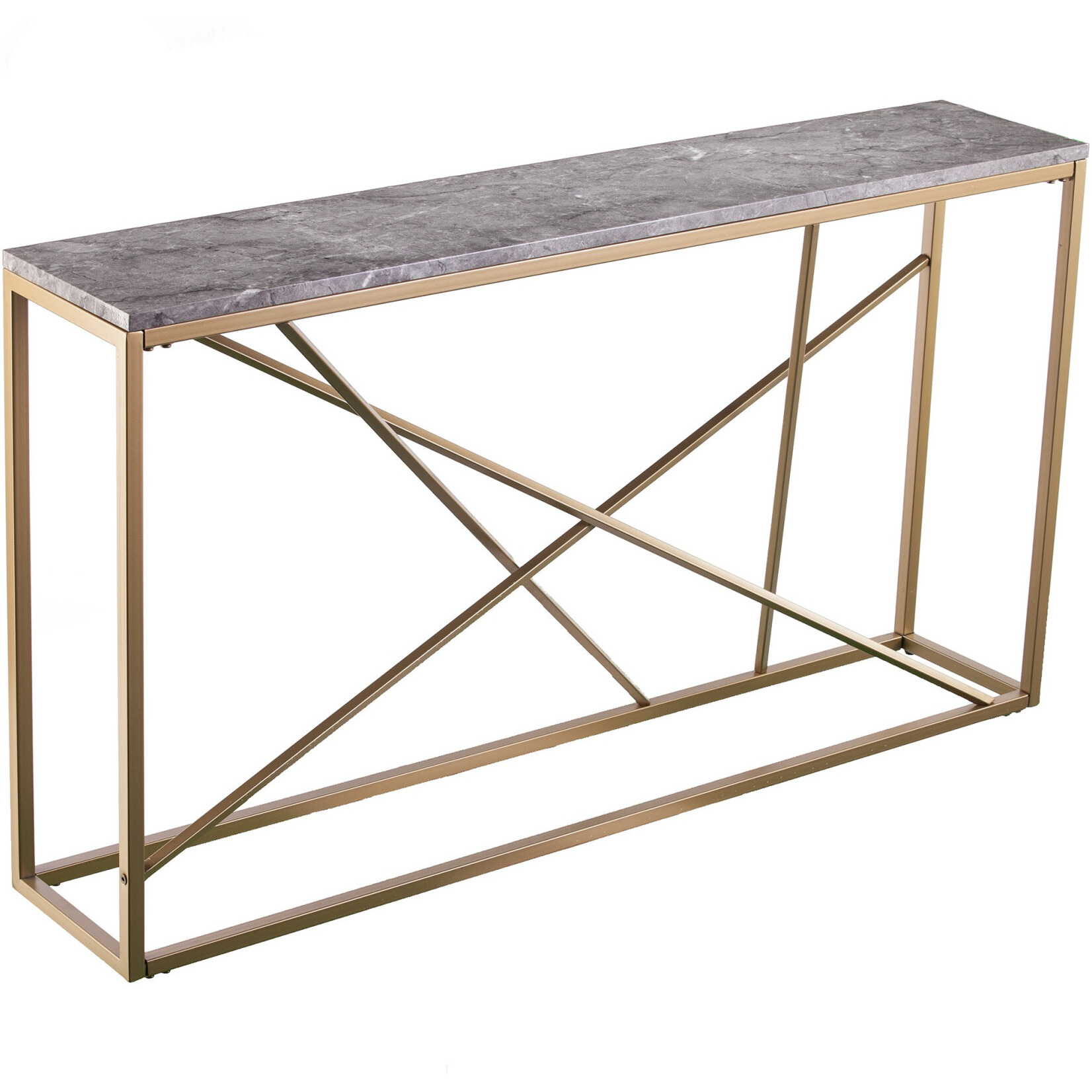 52 Gray And Gold Faux Marble Frame Console Table