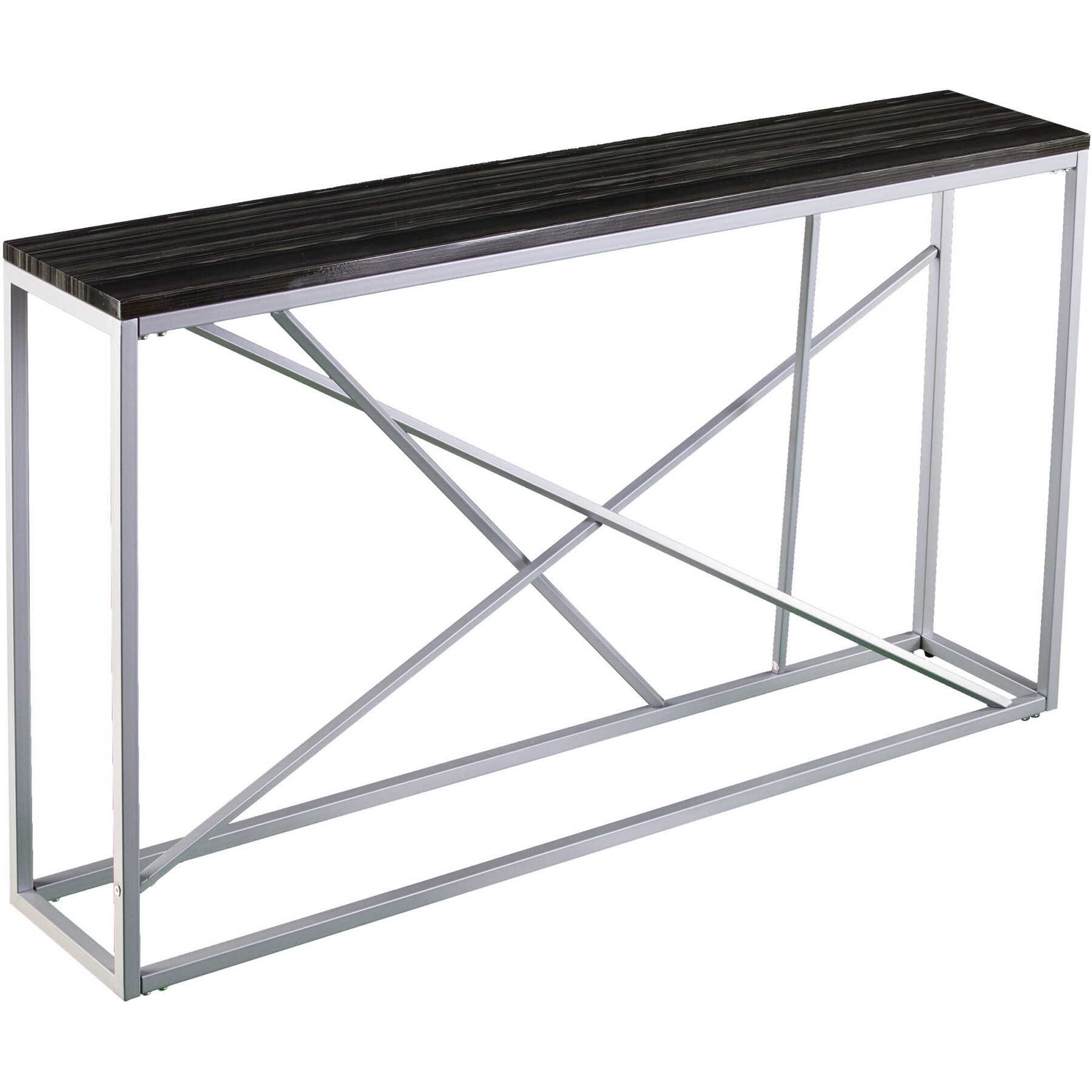 52 Black And Silver Faux Stone Frame Console Table