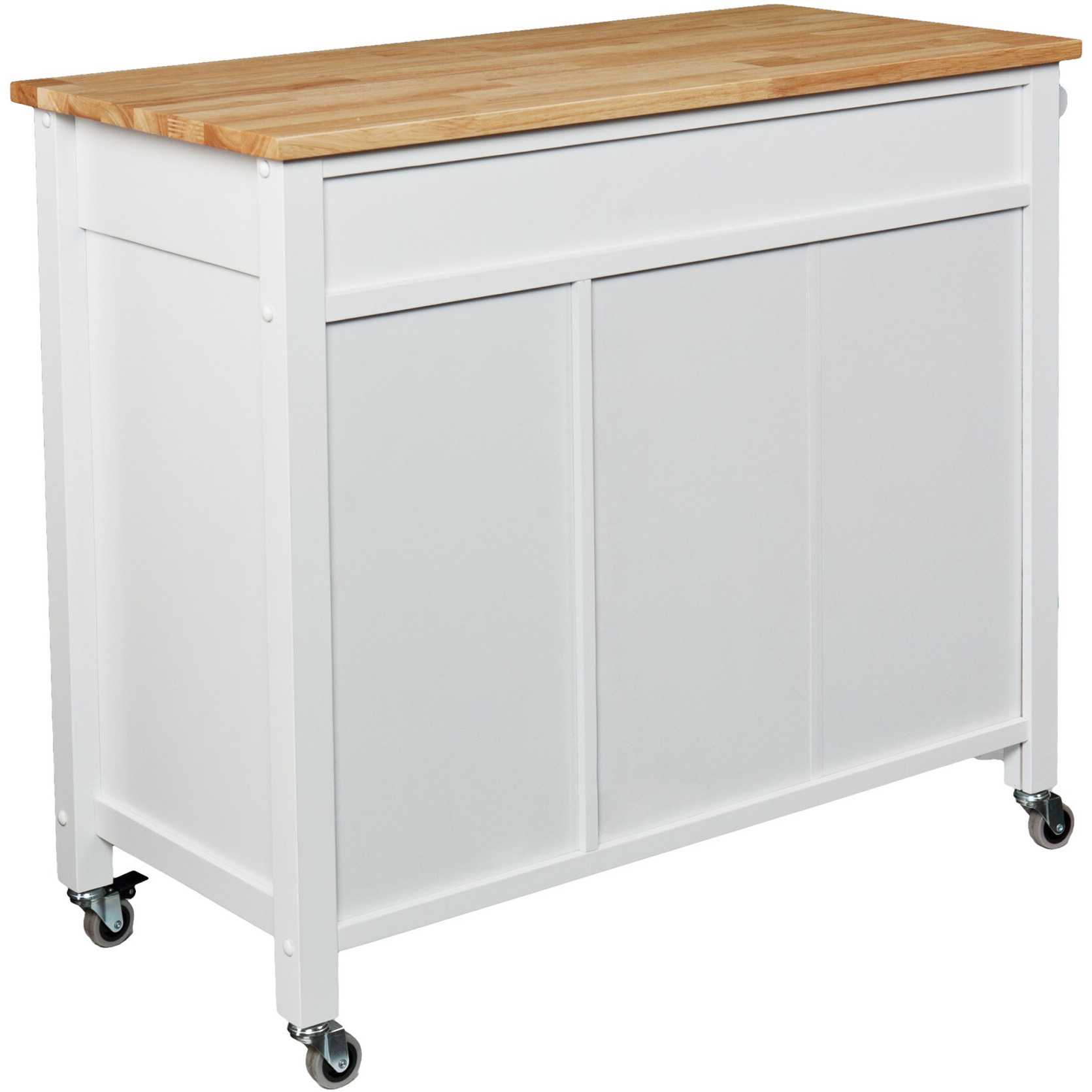 White And Natural 42 Rolling Kitchen Cart With Storage