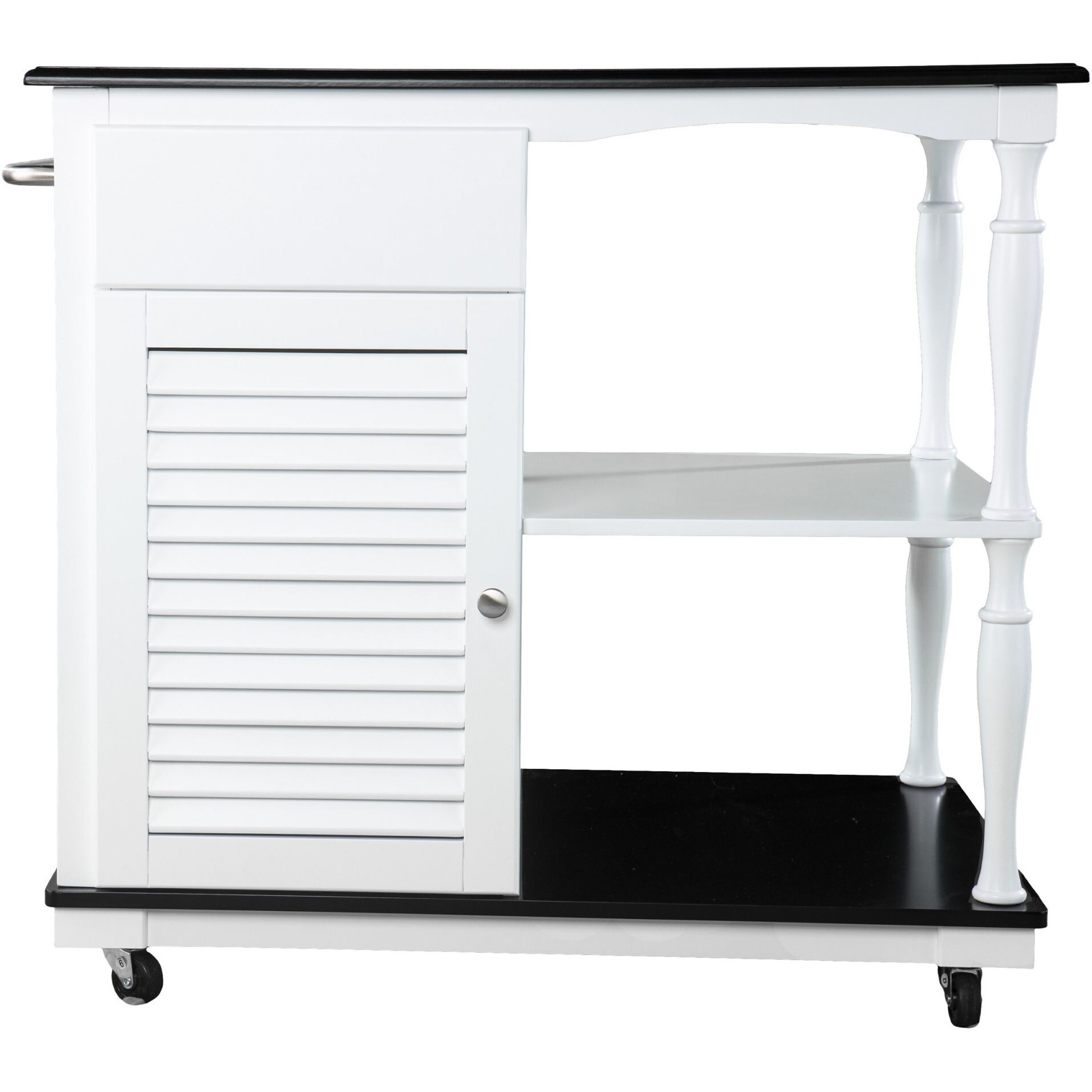 Black And White And Black 39 Rolling Kitchen Island With Storage
