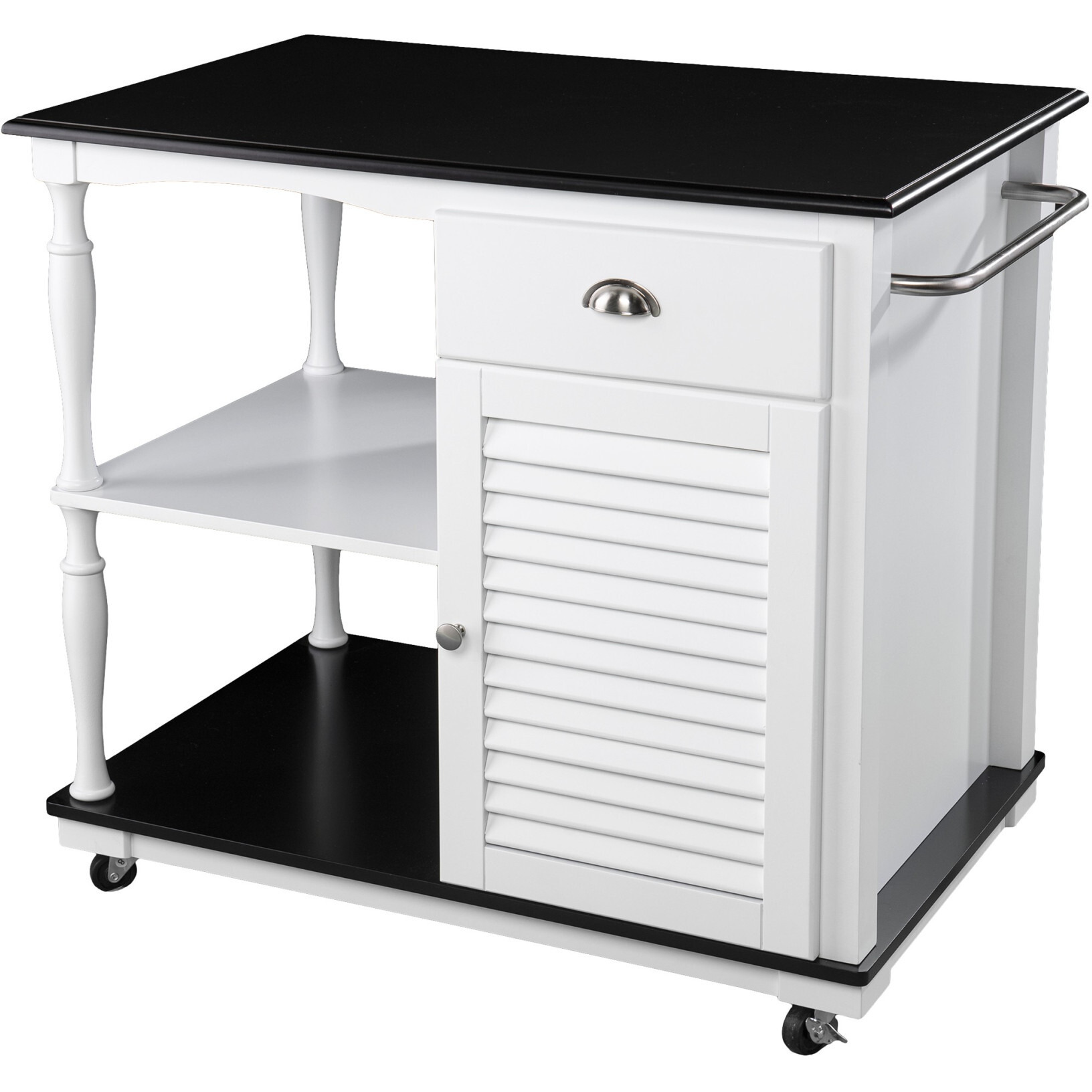 Black And White And Black 39 Rolling Kitchen Island With Storage