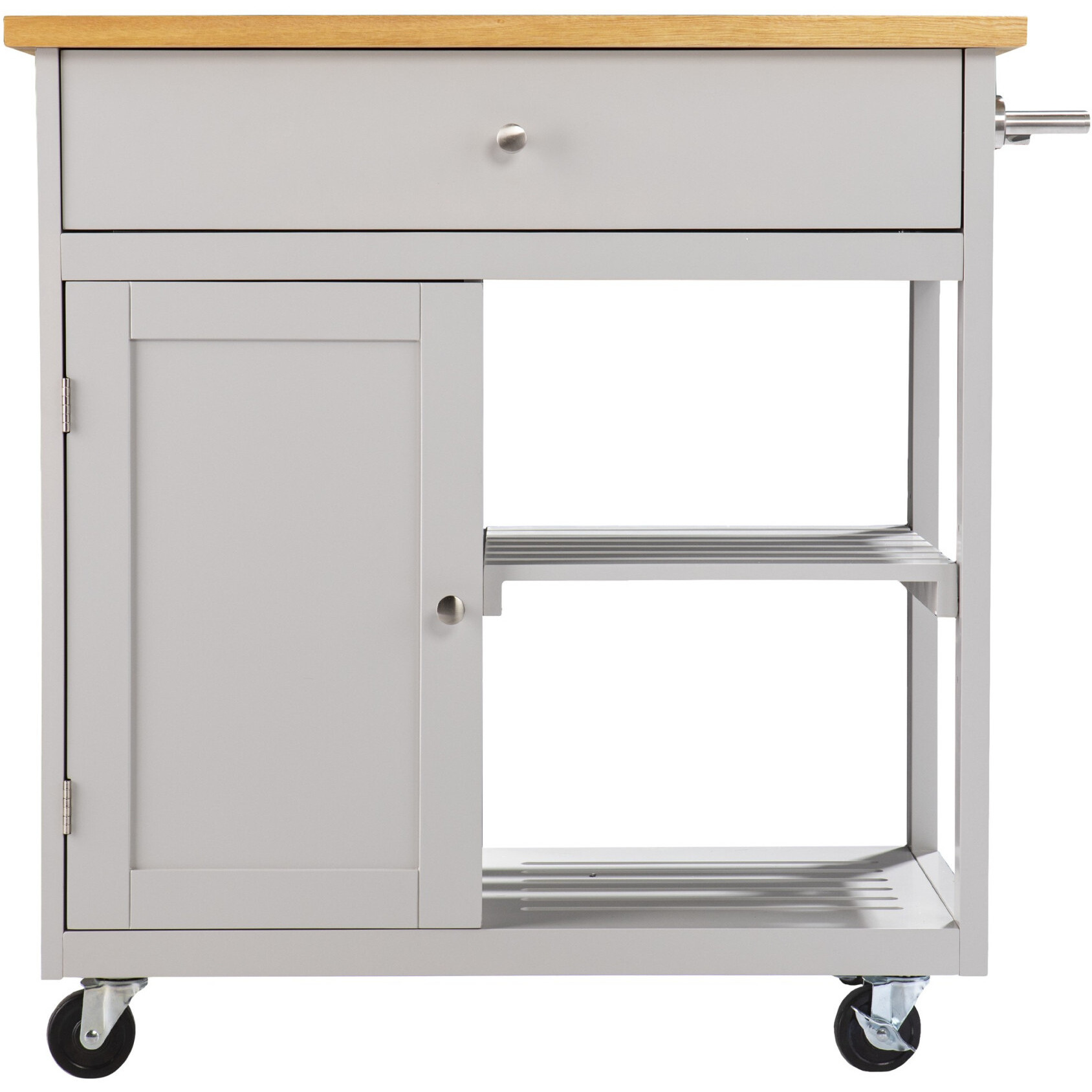 Gray And Natural 35 Rolling Kitchen Island With Storage