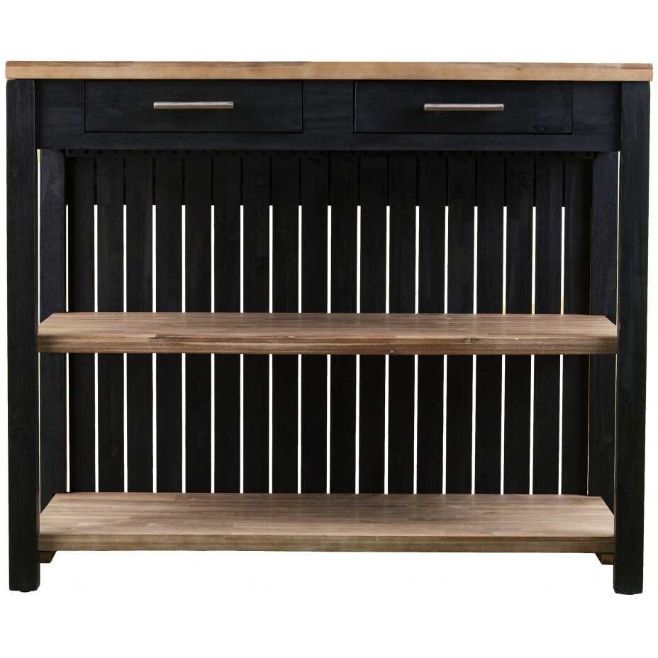 Black And Natural 44 Kitchen Island With Storage